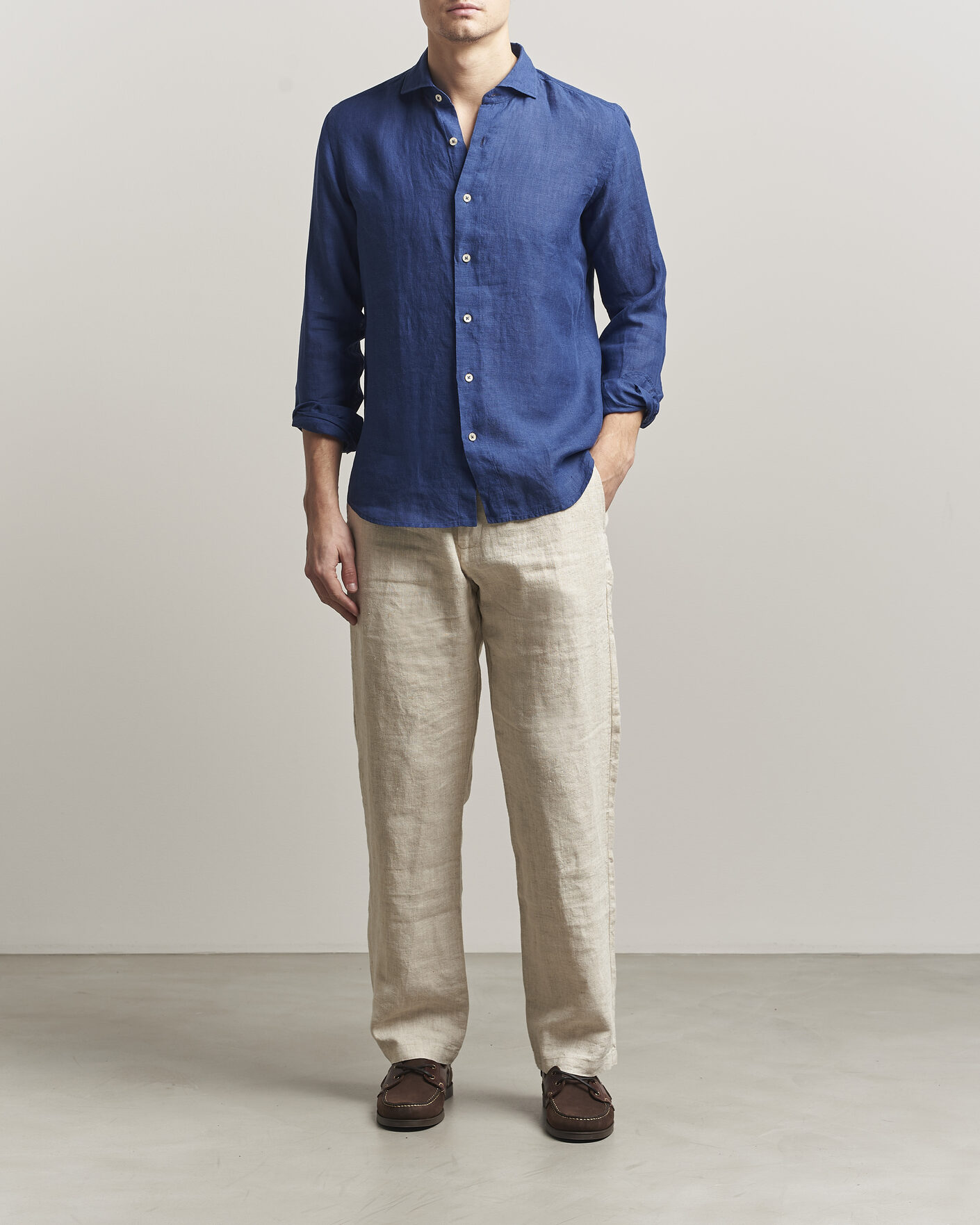 Mies | Kauluspaidat | Grigio | Washed Linen Shirt Navy