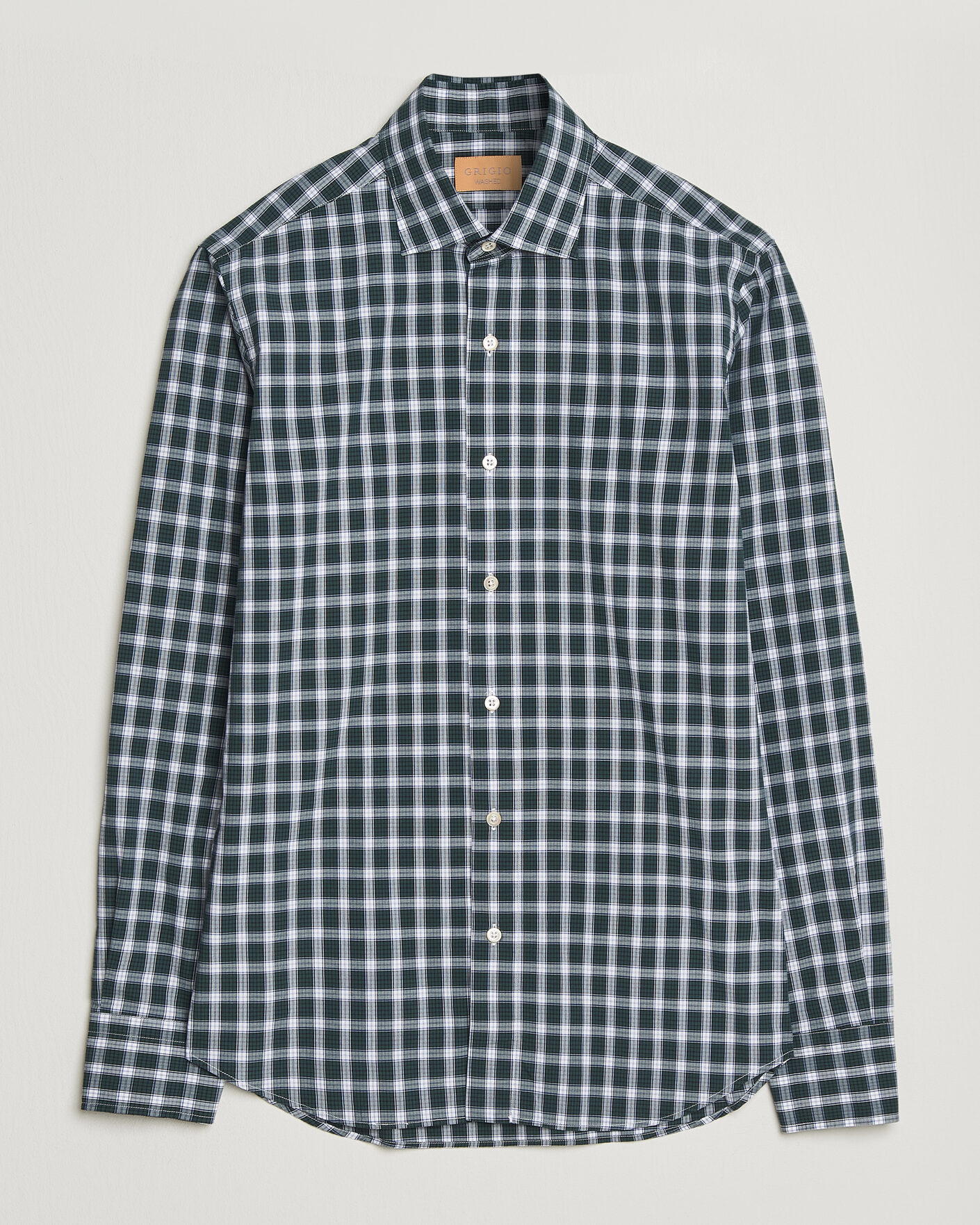 Mies | Kauluspaidat | Grigio | Washed Casual Shirt Green Check