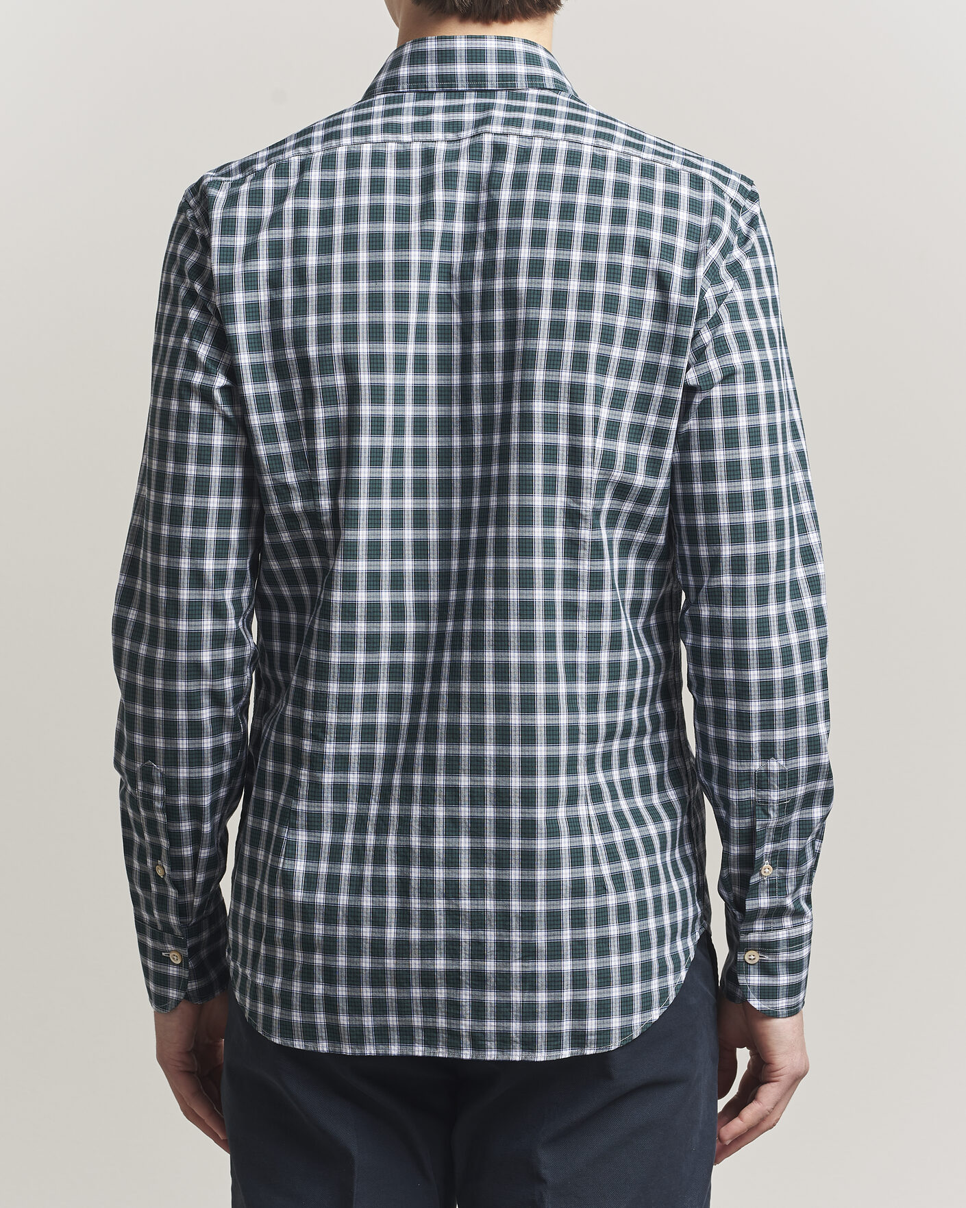 Mies | Kauluspaidat | Grigio | Washed Casual Shirt Green Check
