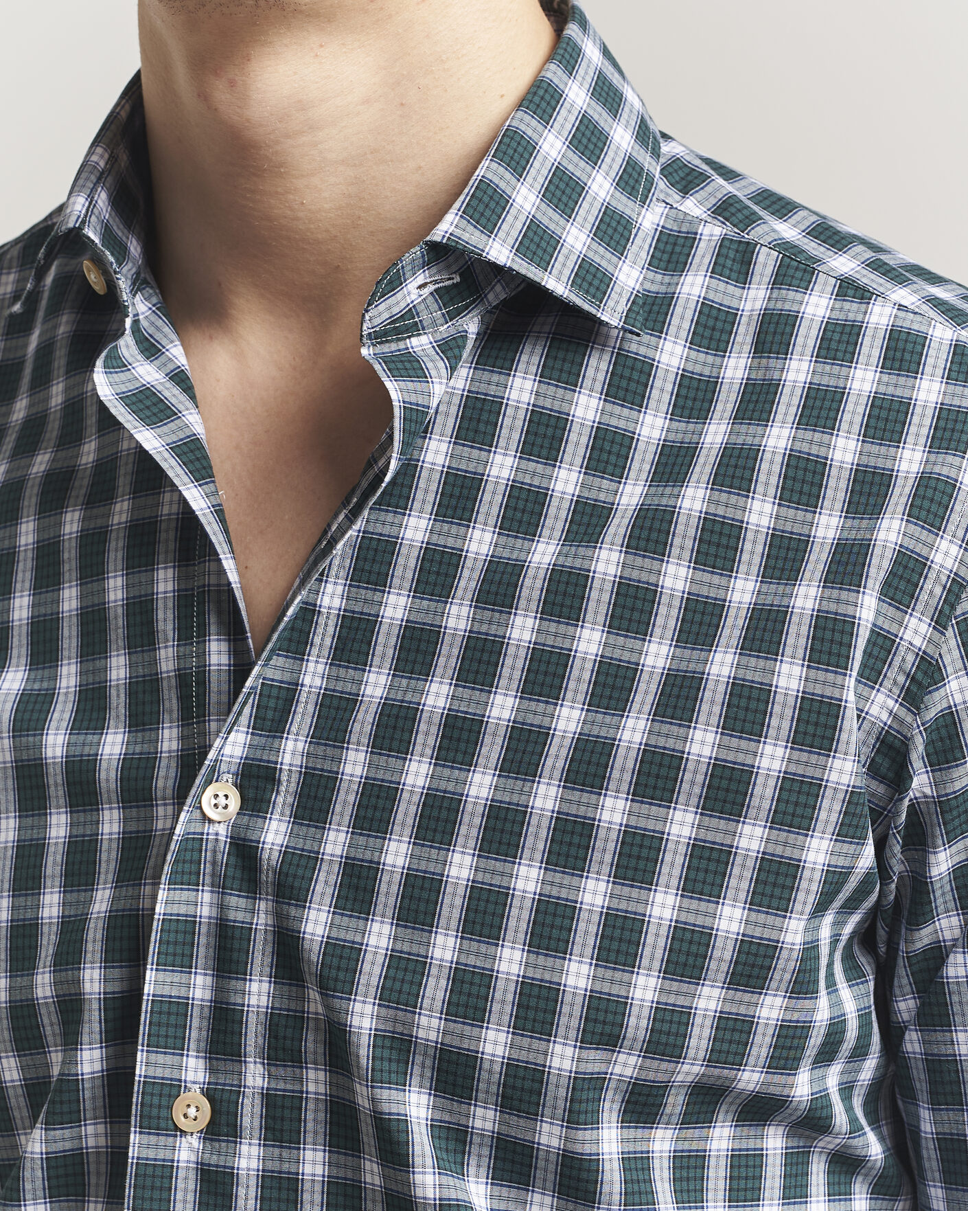 Mies | Kauluspaidat | Grigio | Washed Casual Shirt Green Check