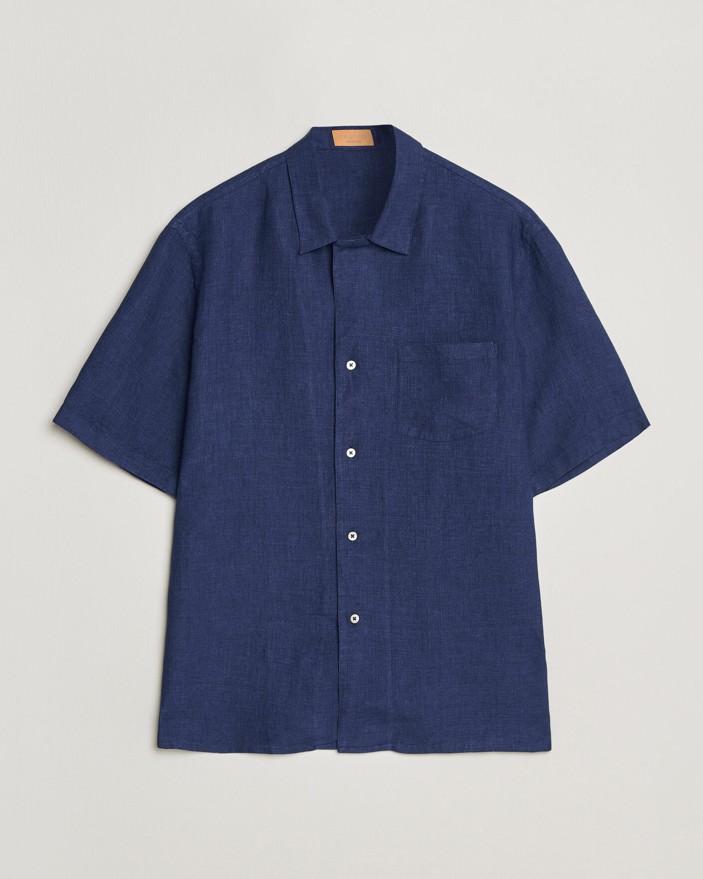 Mies | Kauluspaidat | Grigio | Linen Camp Collar Shirt Navy