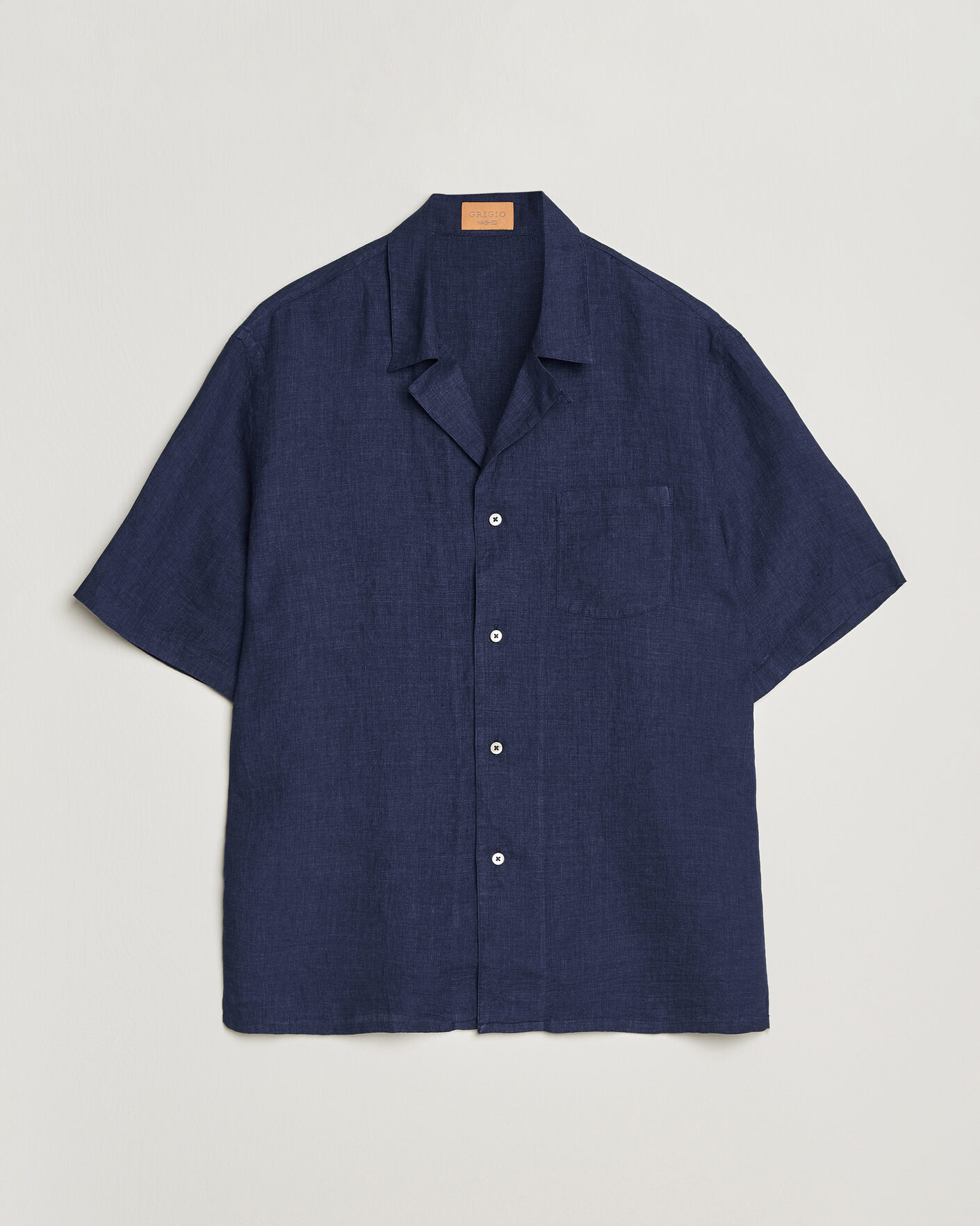 Mies | Kauluspaidat | Grigio | Linen Camp Collar Shirt Navy