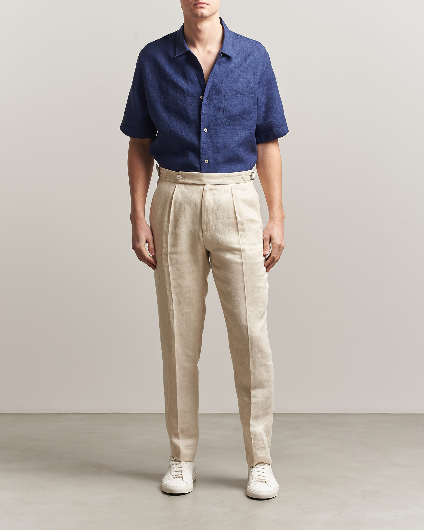 Mies | Kauluspaidat | Grigio | Linen Camp Collar Shirt Navy