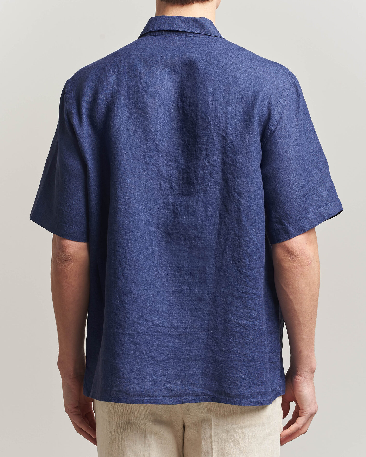 Mies | Kauluspaidat | Grigio | Linen Camp Collar Shirt Navy