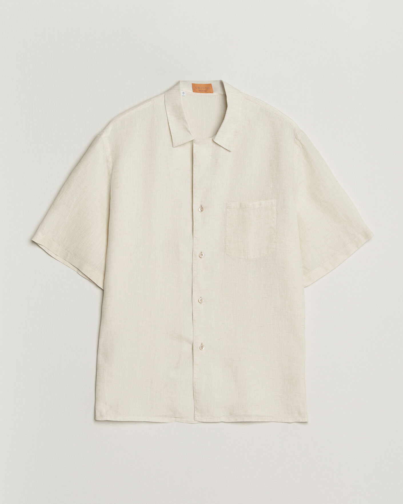 Mies | Kauluspaidat | Grigio | Linen Camp Collar Shirt White