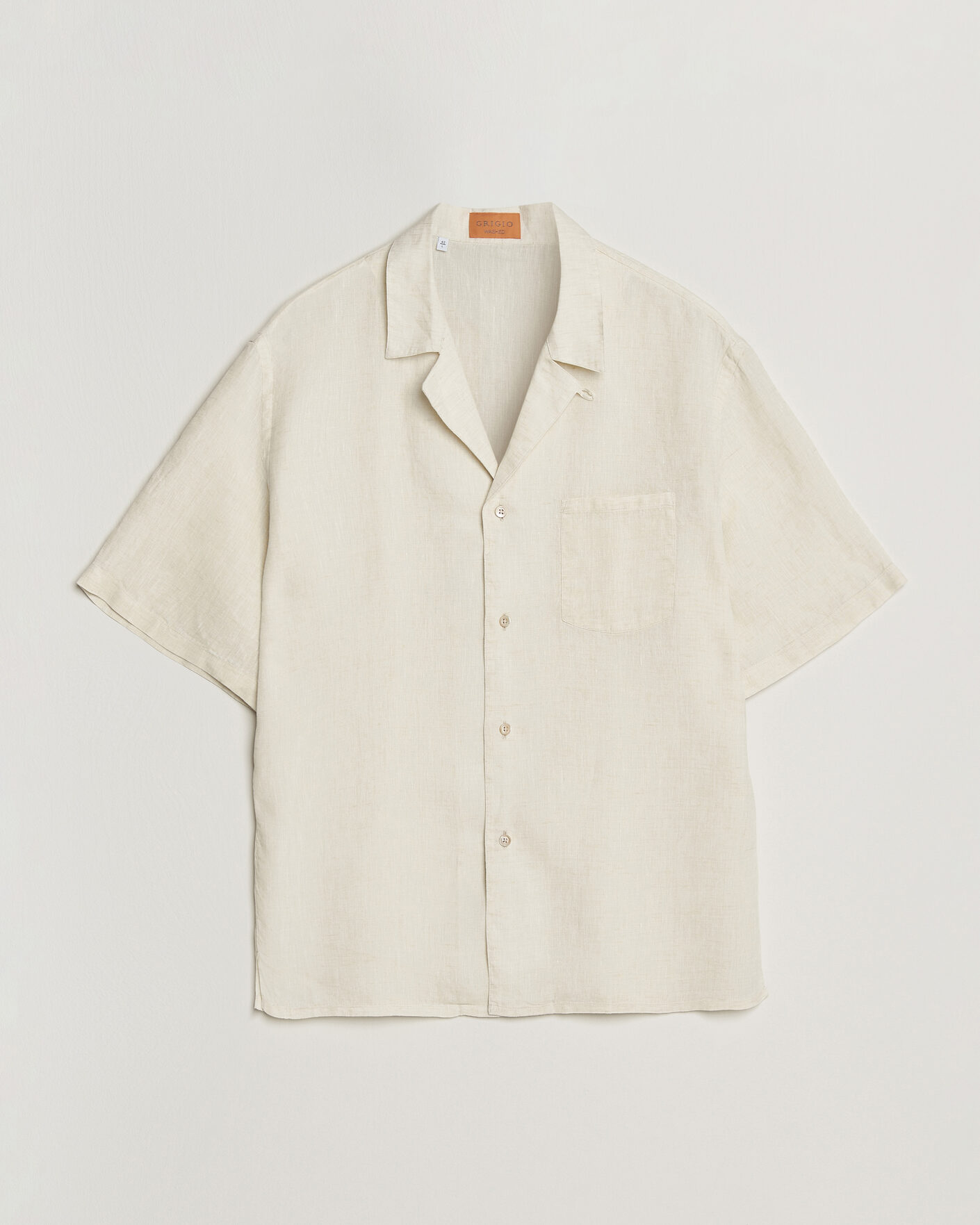 Mies | Kauluspaidat | Grigio | Linen Camp Collar Shirt White