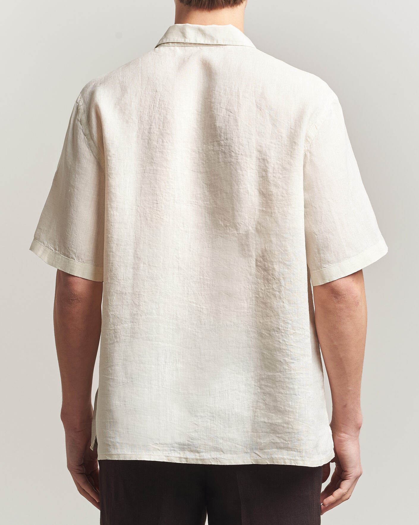 Mies | Kauluspaidat | Grigio | Linen Camp Collar Shirt White