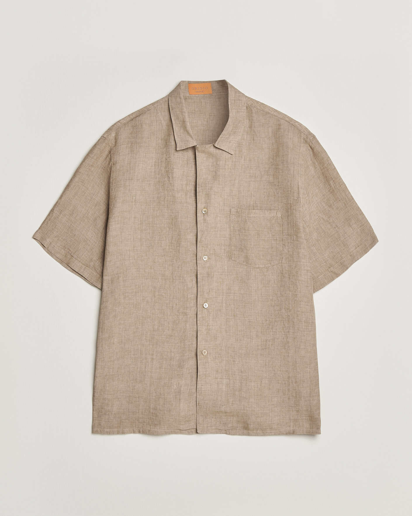 Mies | Kauluspaidat | Grigio | Linen Camp Collar Shirt Brown
