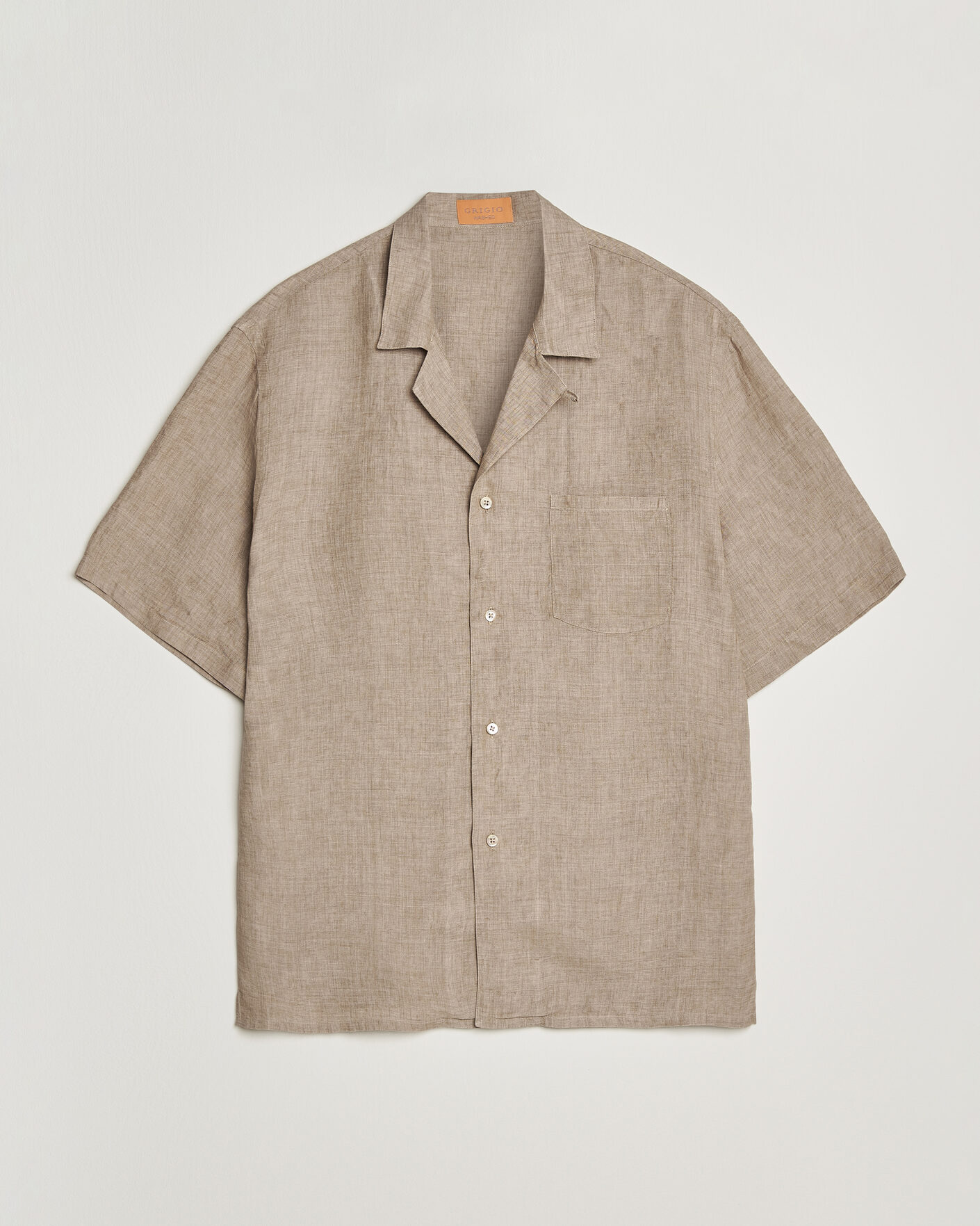 Mies | Kauluspaidat | Grigio | Linen Camp Collar Shirt Brown