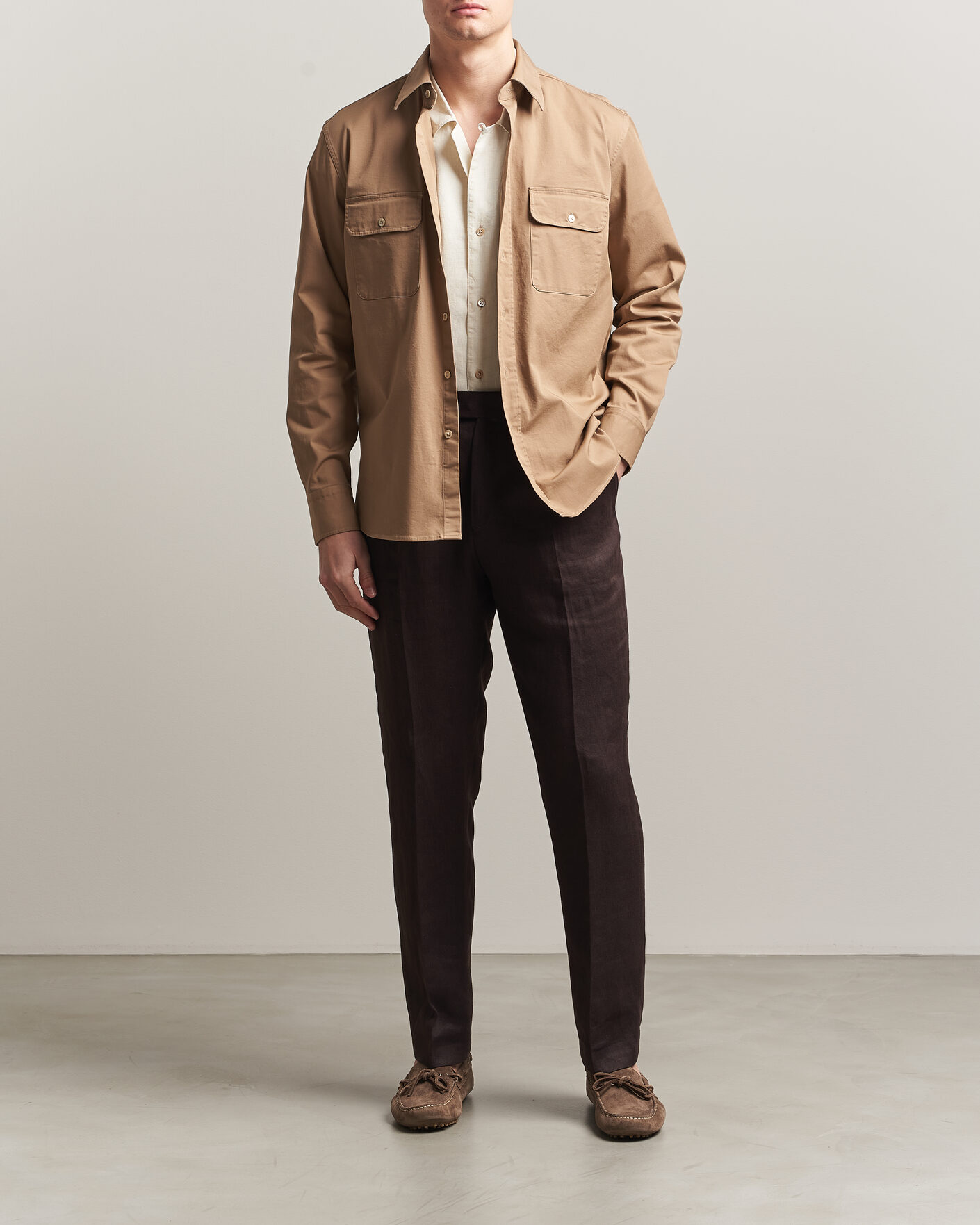 Mies | Kauluspaidat | Grigio | Illinois Cotton Overshirt Khaki