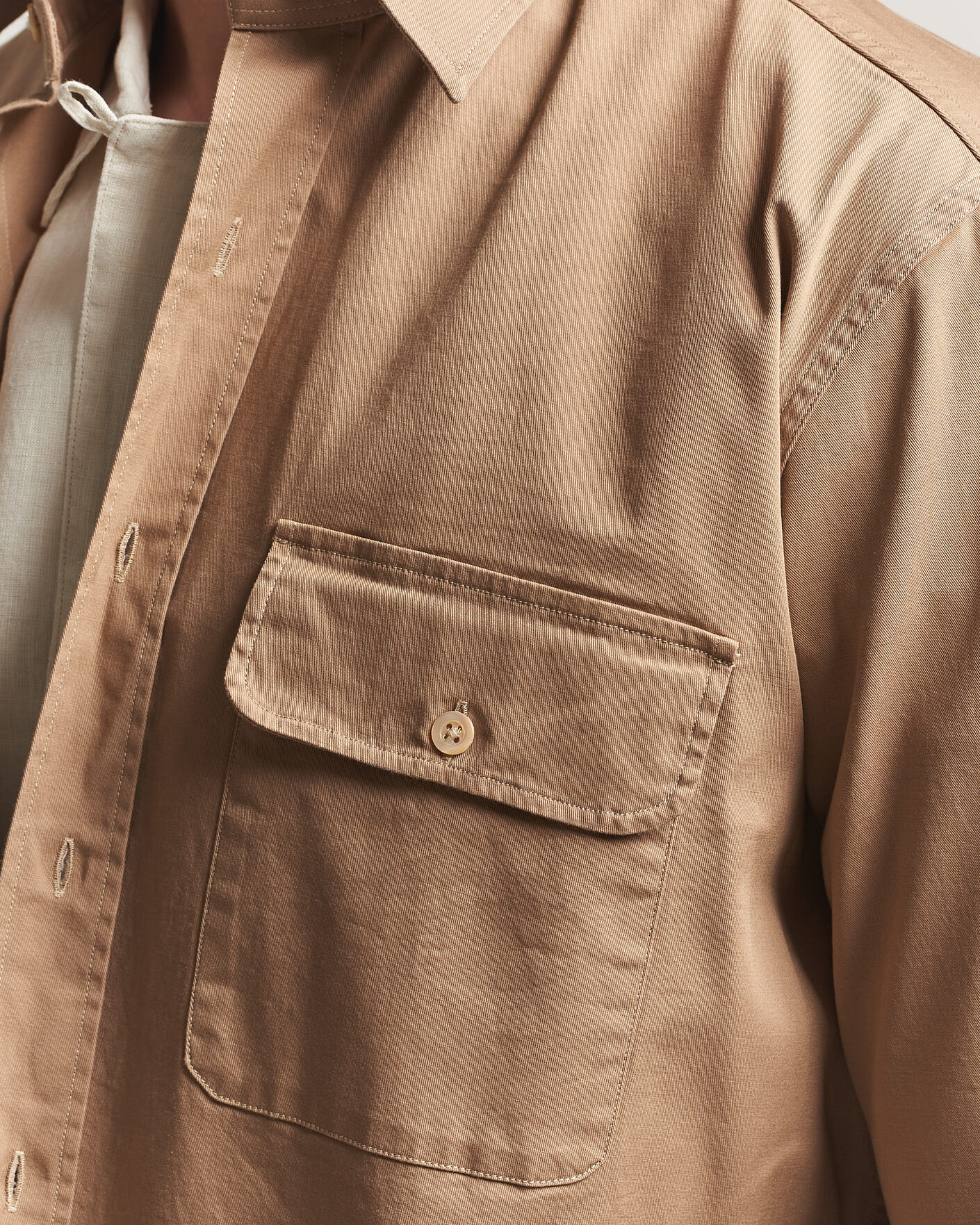 Mies | Kauluspaidat | Grigio | Illinois Cotton Overshirt Khaki