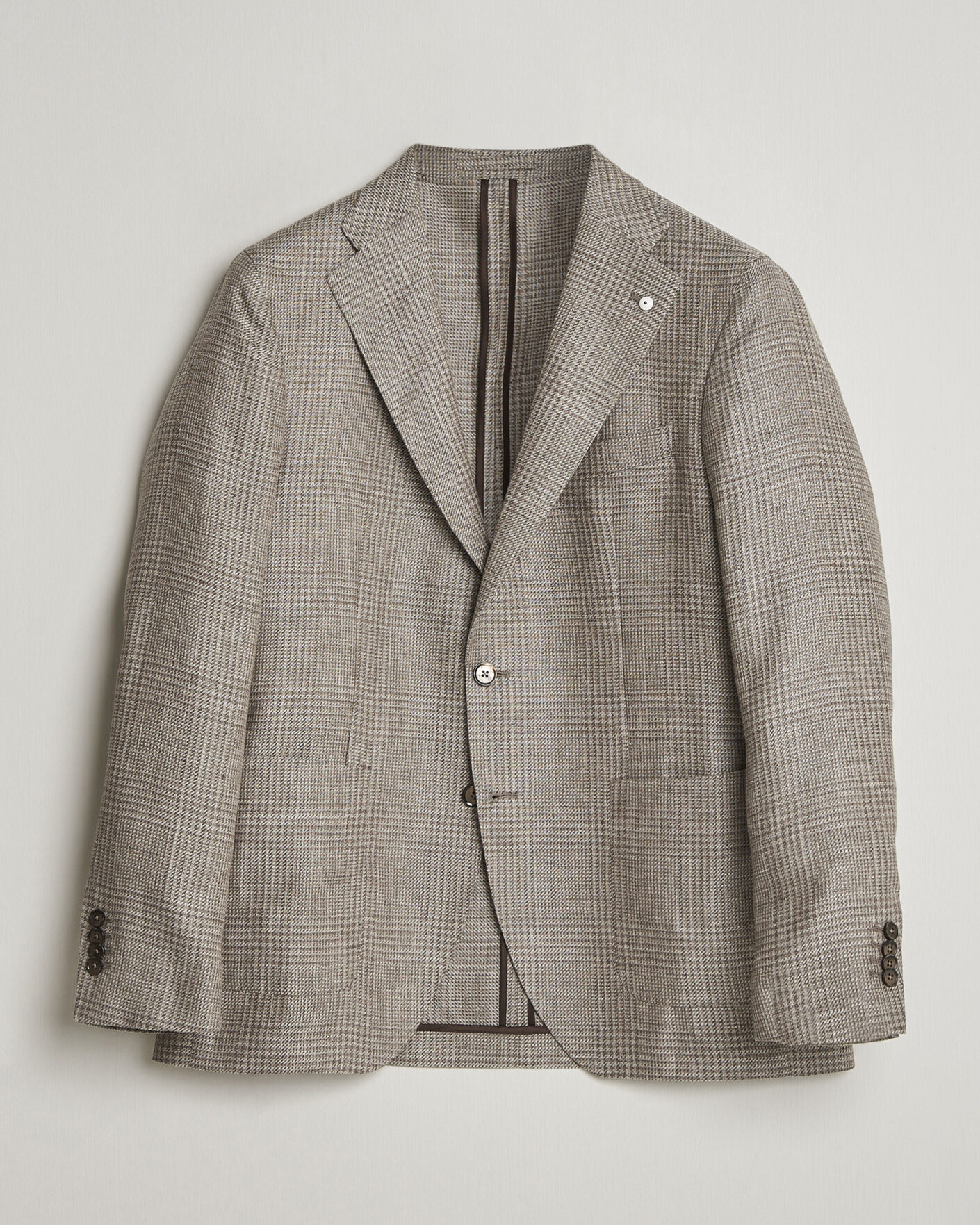 Mies | Pikkutakit | L.B.M. 1911 | Jack Regular Fit Linen/Wool Checked Blazer Taupe