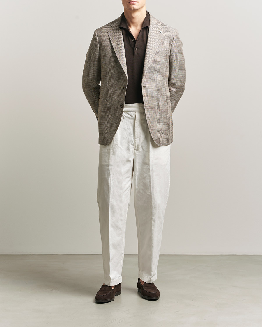 Mies | Pikkutakit | L.B.M. 1911 | Jack Regular Fit Linen/Wool Checked Blazer Taupe