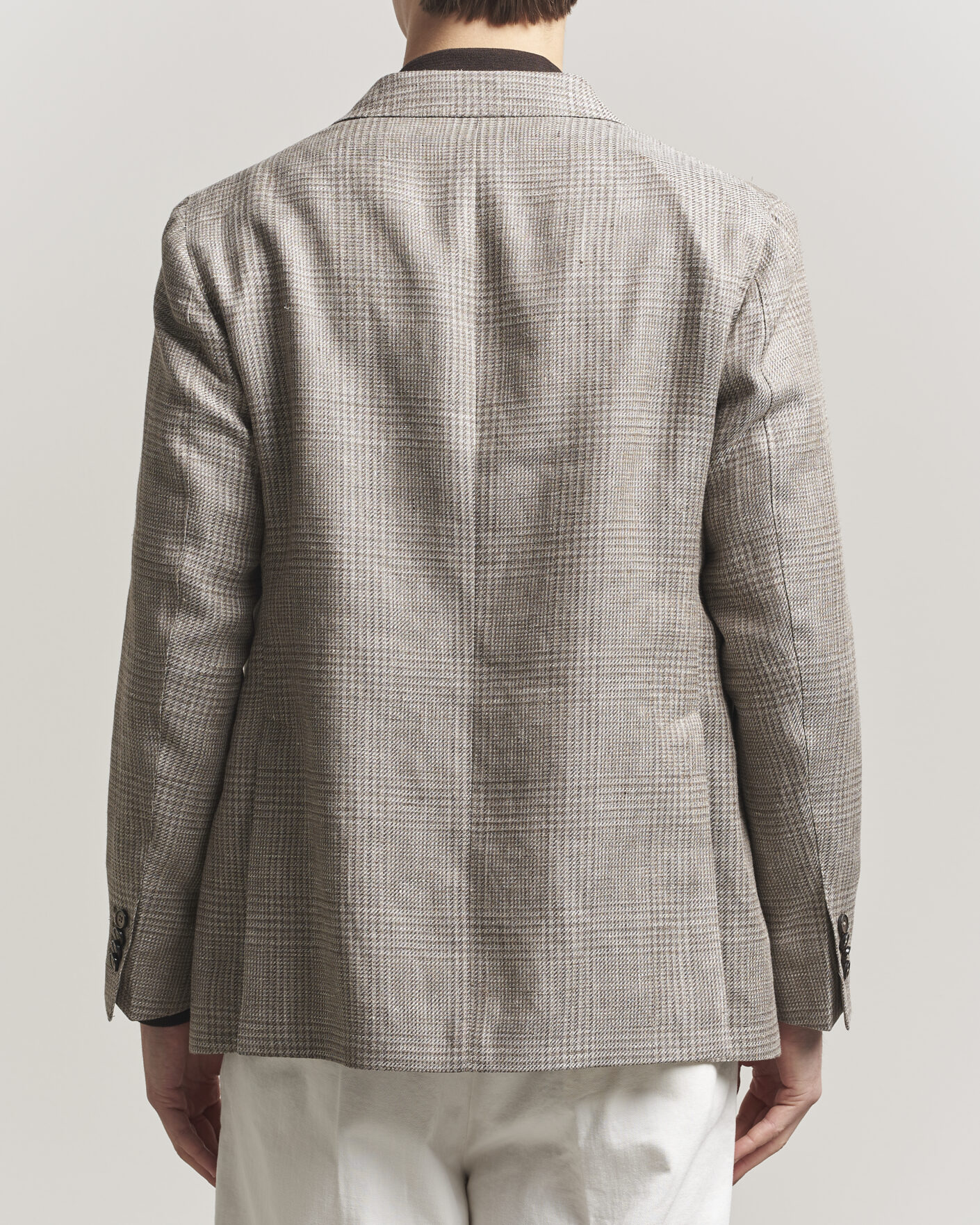 Mies | Pikkutakit | L.B.M. 1911 | Jack Regular Fit Linen/Wool Checked Blazer Taupe