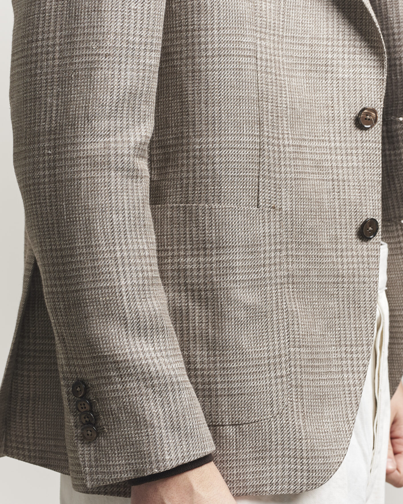 Mies | Pikkutakit | L.B.M. 1911 | Jack Regular Fit Linen/Wool Checked Blazer Taupe