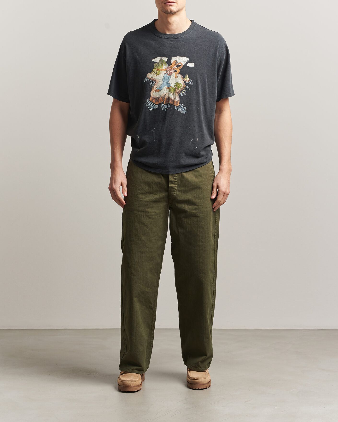 Mies | Housut | orSlow | Wide Fit French Work Pants Army Green