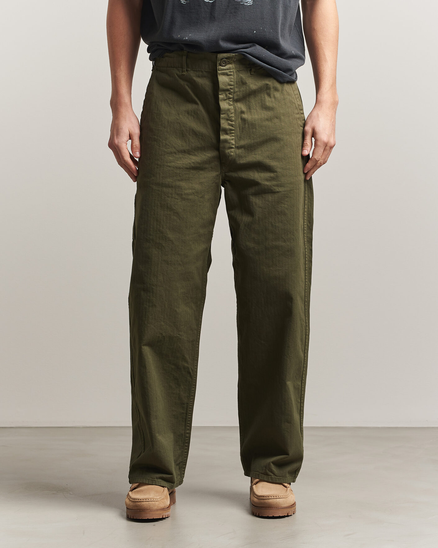 Mies | Housut | orSlow | Wide Fit French Work Pants Army Green