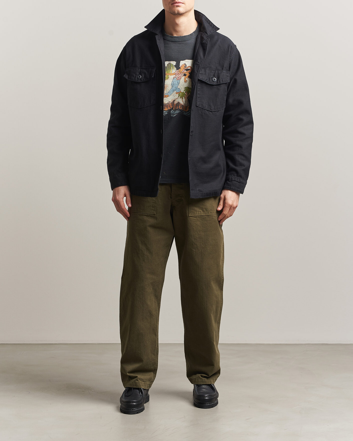 Mies | Kauluspaidat | orSlow | Cotton Sateen US Army Overshirt Black