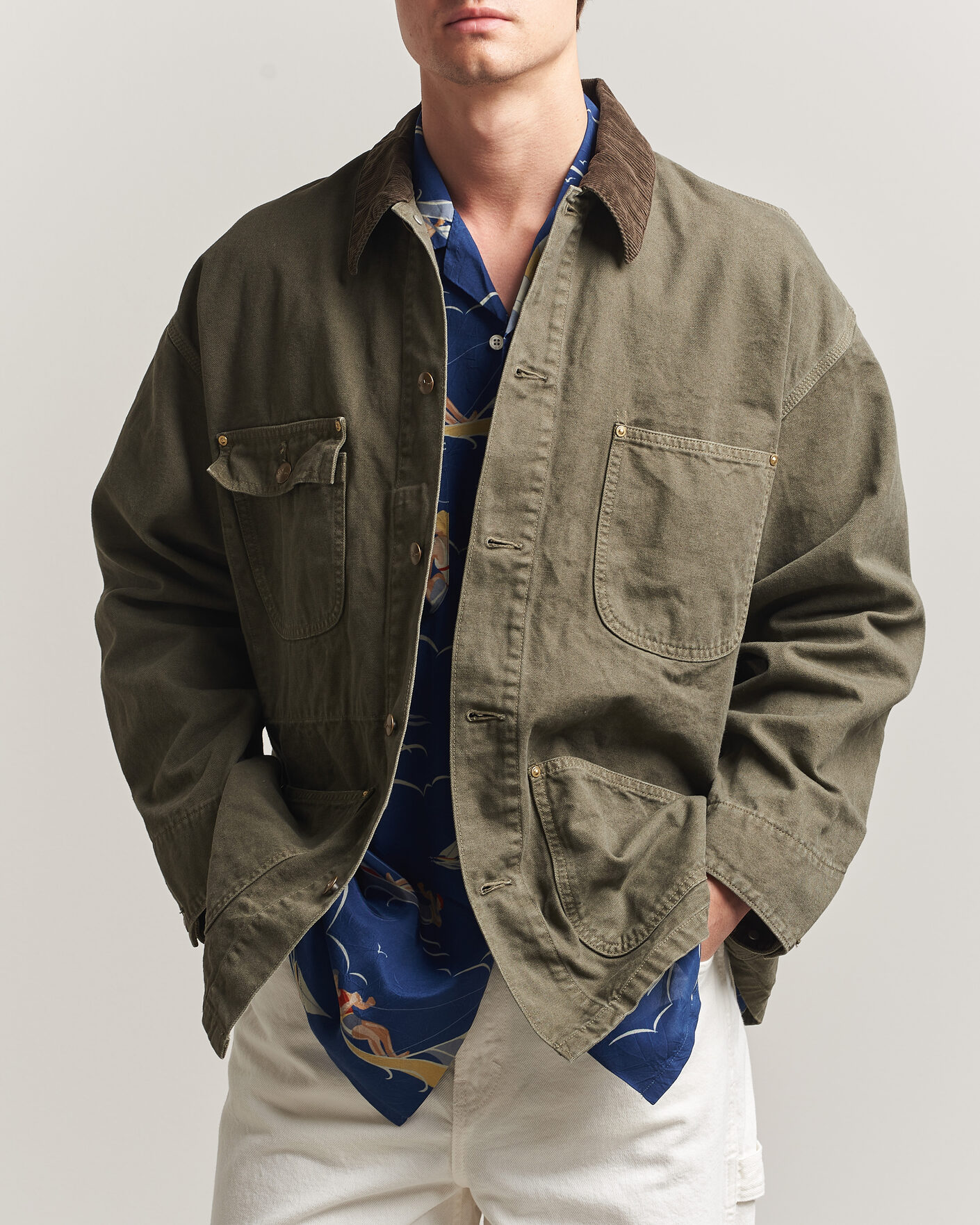 Mies | Takit | orSlow | Oxford Coverall Chore Jacket Army Green