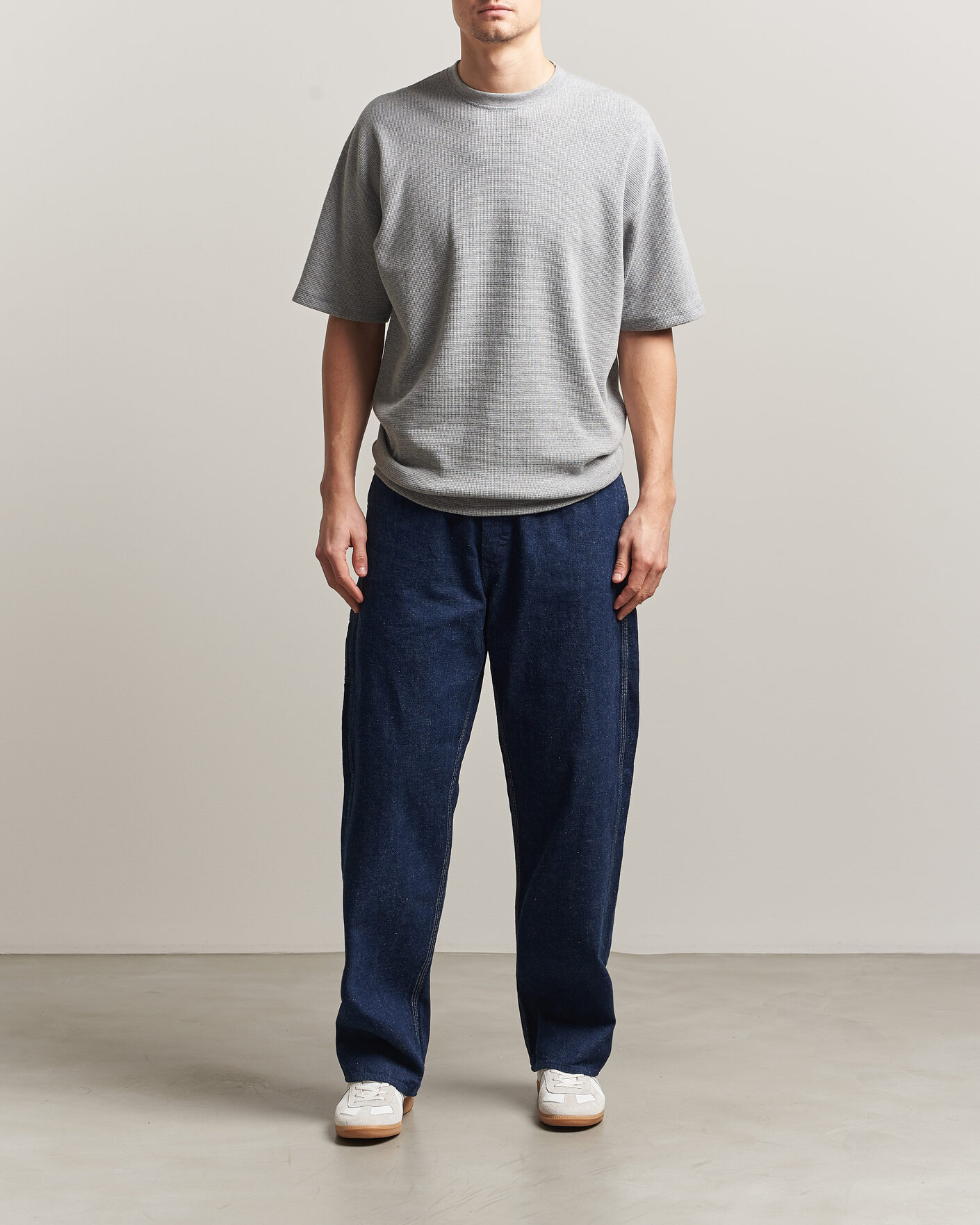 Mies | T-paidat | orSlow | Waffle Cotton T-Shirt Heather Gray