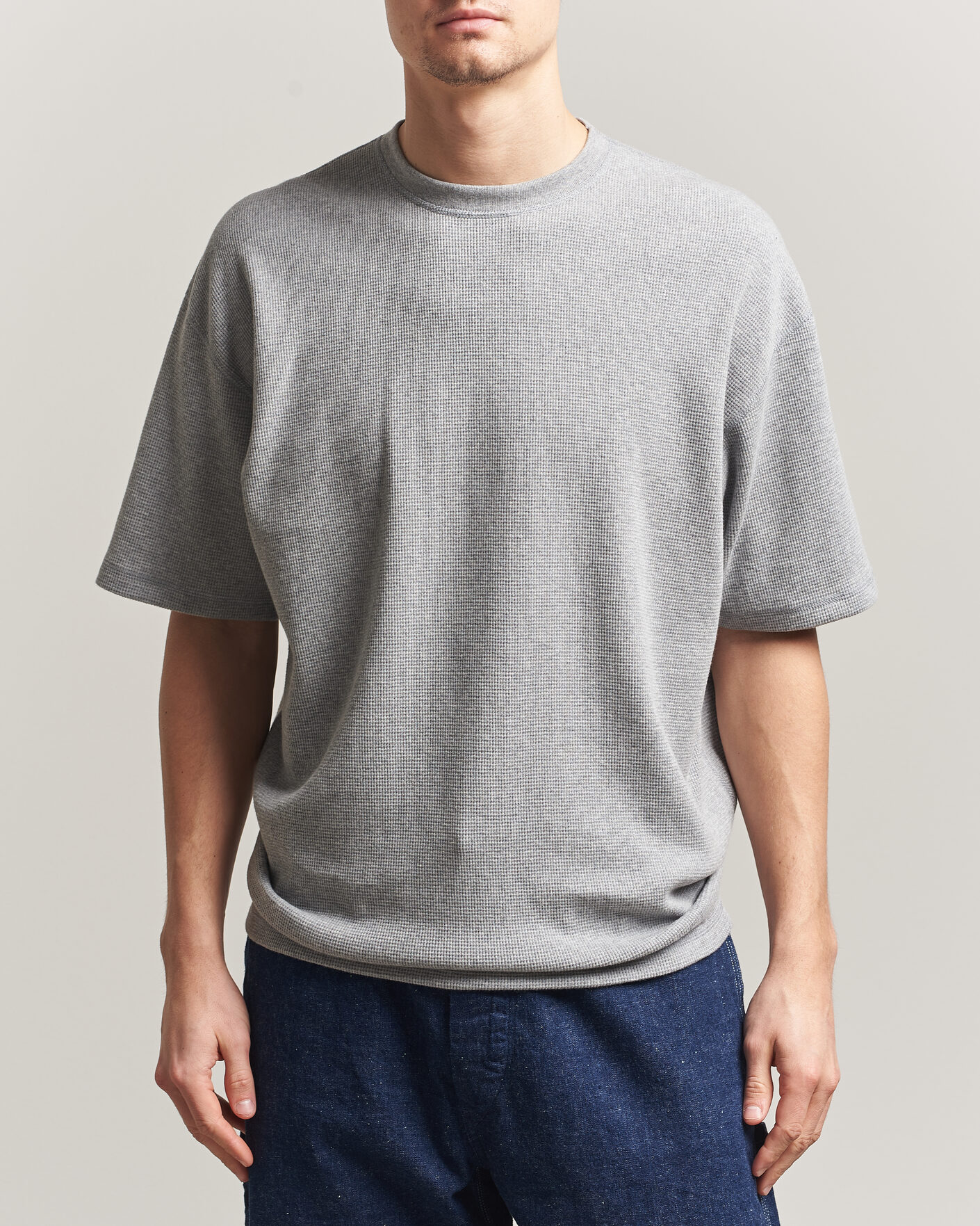 Mies | T-paidat | orSlow | Waffle Cotton T-Shirt Heather Gray