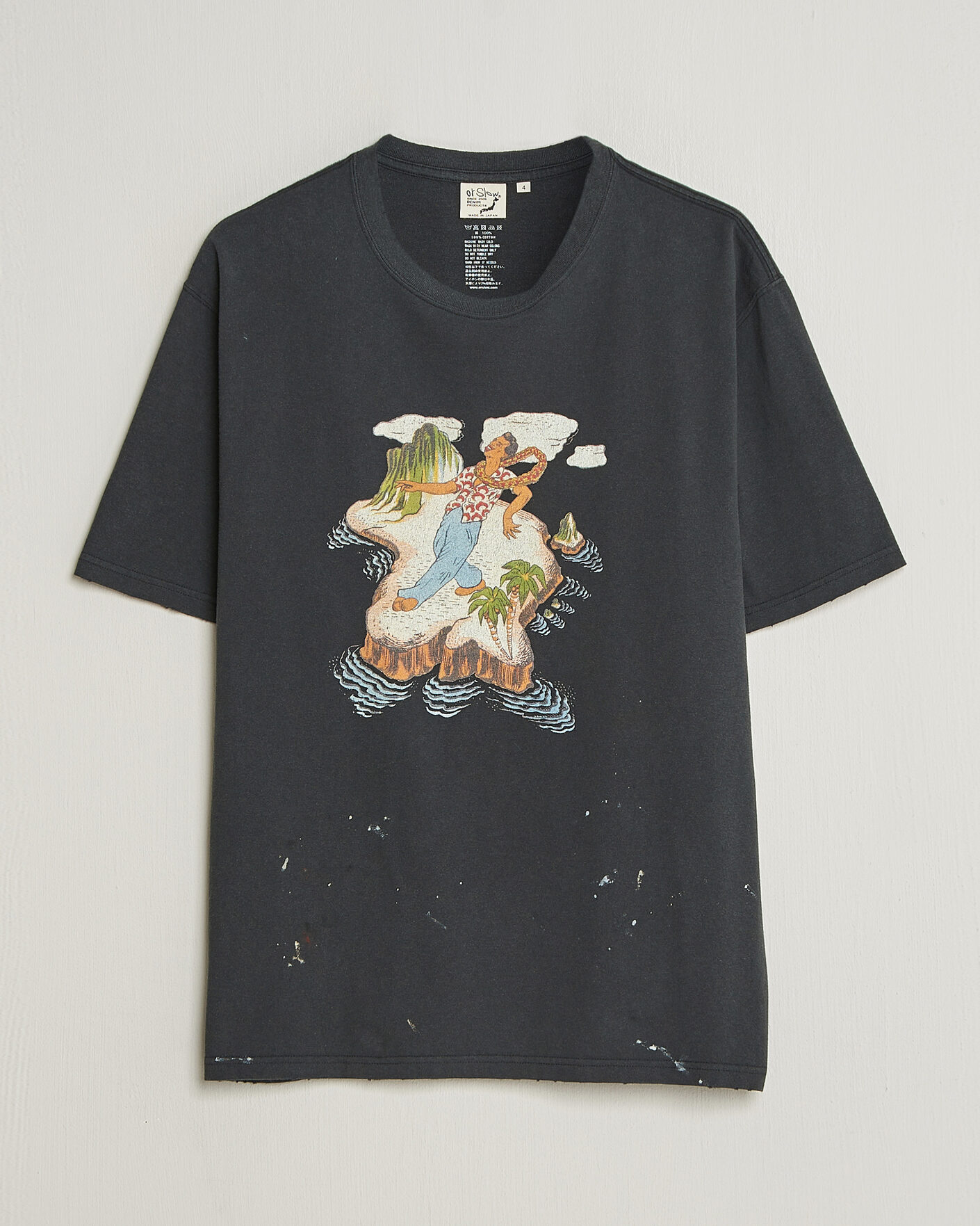 Mies | T-paidat | orSlow | Vintage Hawaiian Print T-Shirt Black
