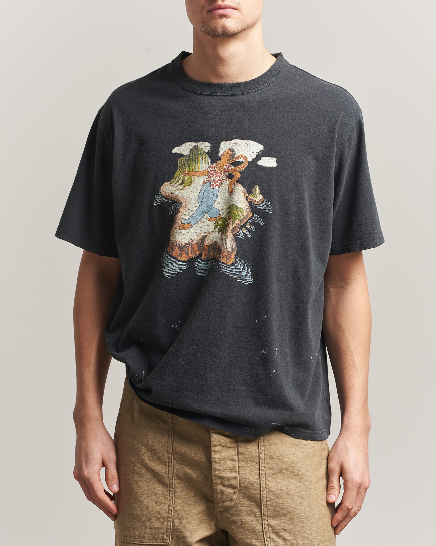 Mies | T-paidat | orSlow | Vintage Hawaiian Print T-Shirt Black