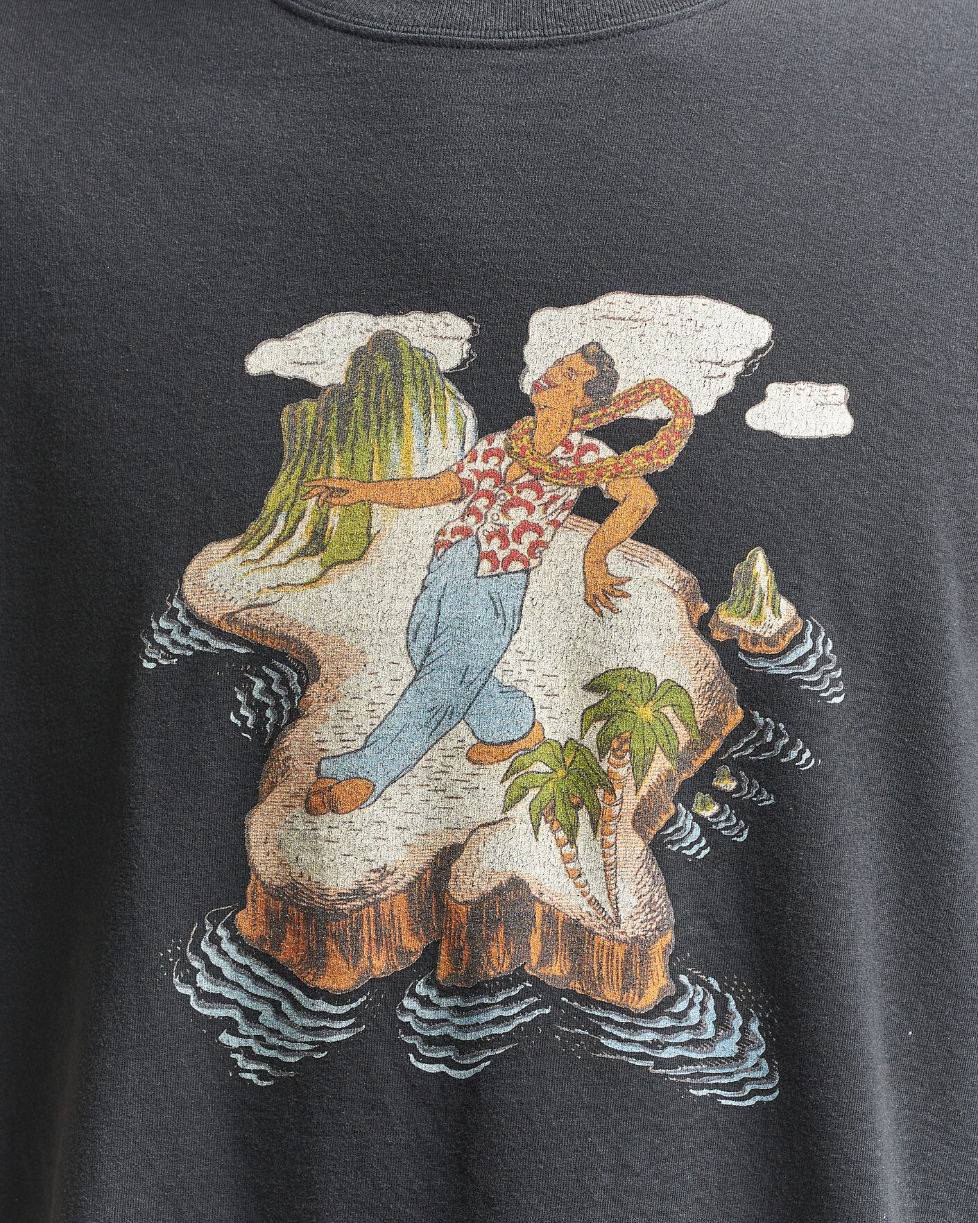 Mies | T-paidat | orSlow | Vintage Hawaiian Print T-Shirt Black