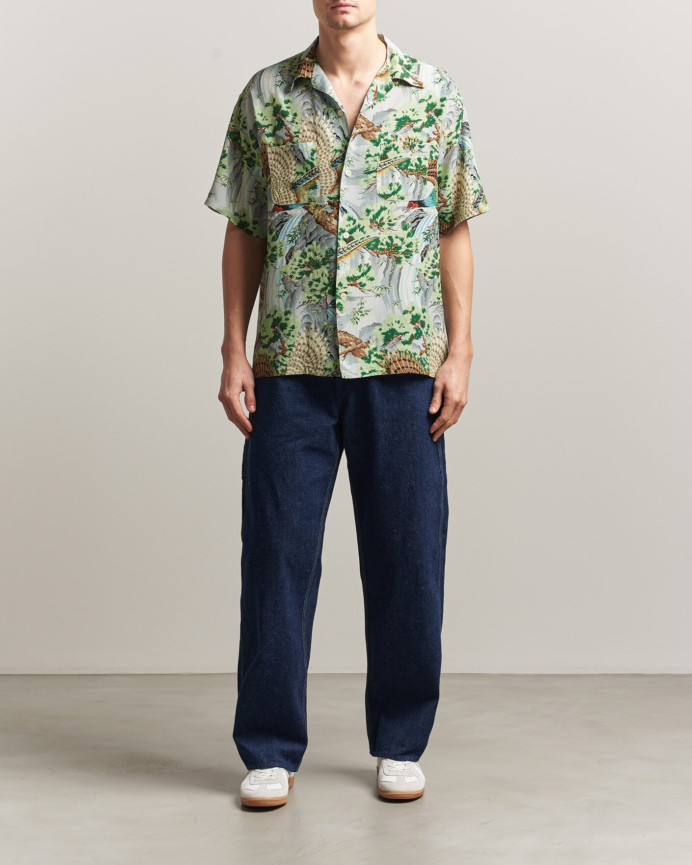 Mies | Kauluspaidat | orSlow | Peacock Garden Hawaiian Shirt Green