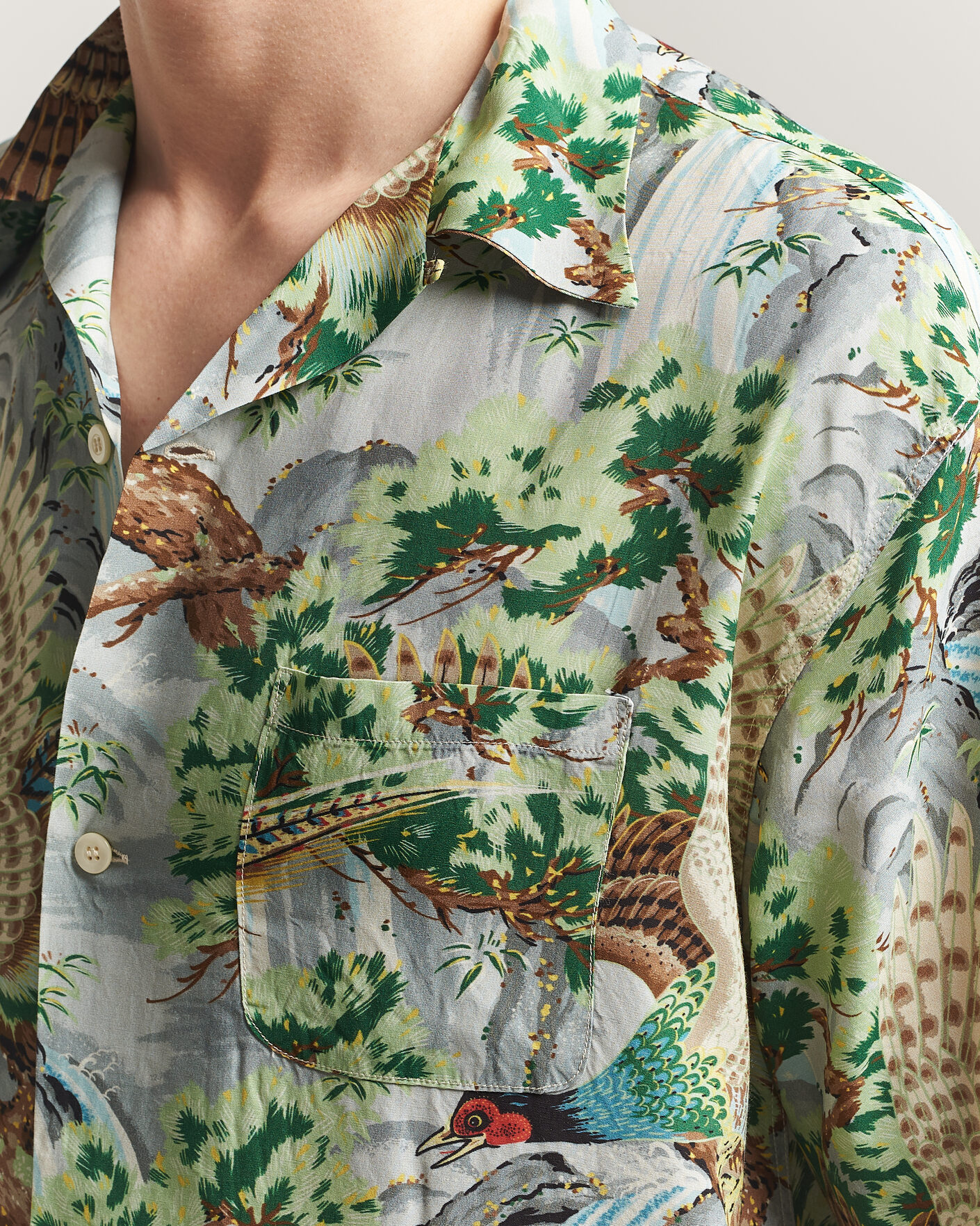 Mies | Kauluspaidat | orSlow | Peacock Garden Hawaiian Shirt Green