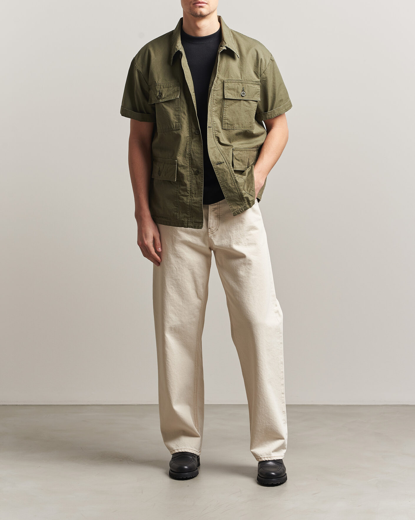Mies | Kauluspaidat | orSlow | Short Sleeve Utility Shirt Army Green