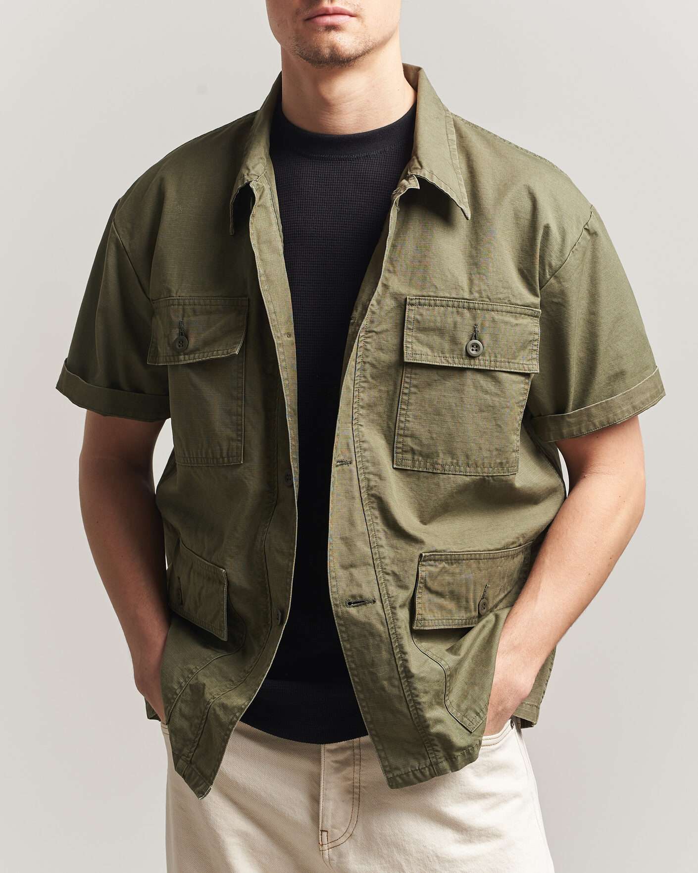 Mies | Kauluspaidat | orSlow | Short Sleeve Utility Shirt Army Green