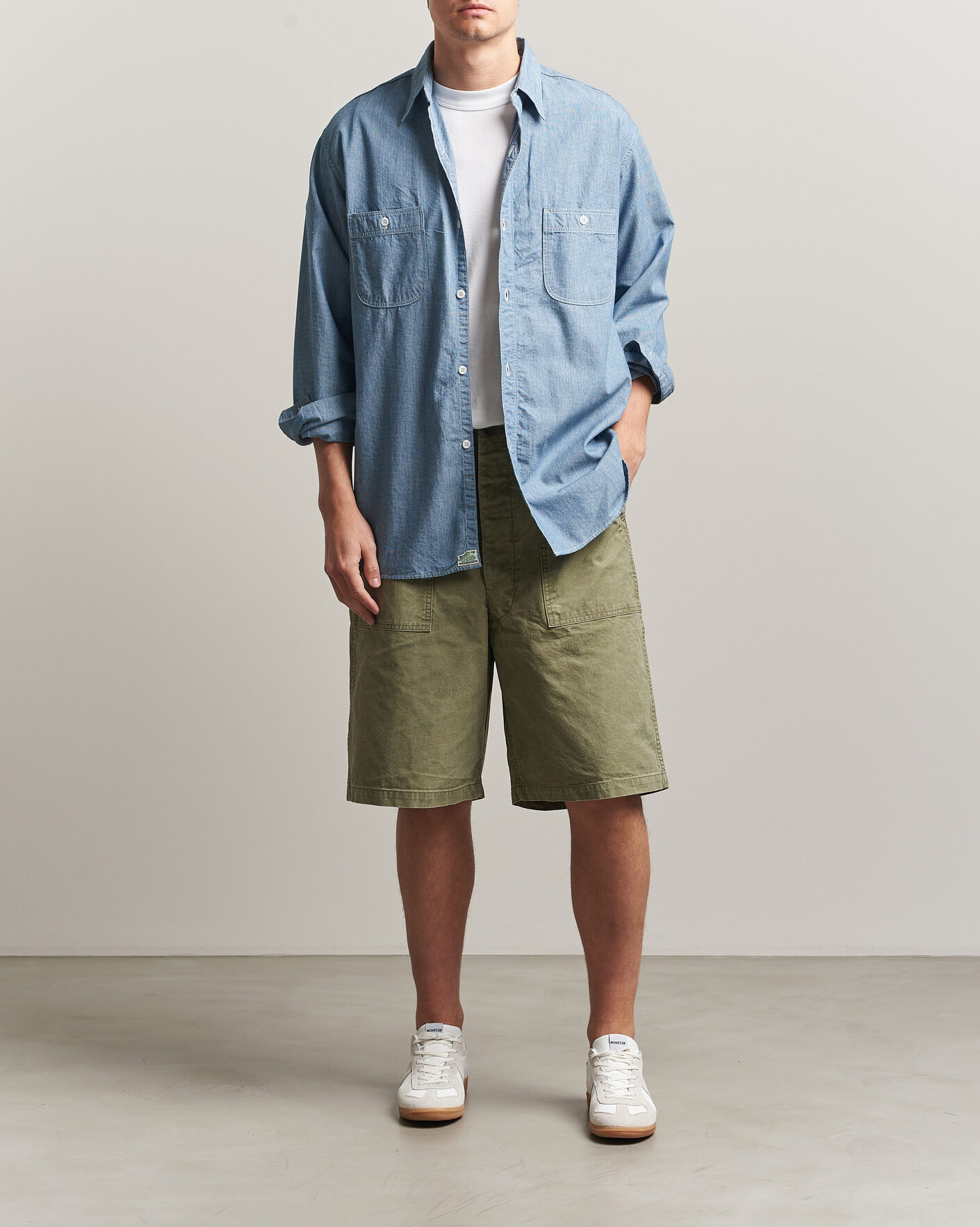 Mies | Shortsit | orSlow | Summer Fatigue Shorts Washed Army Green