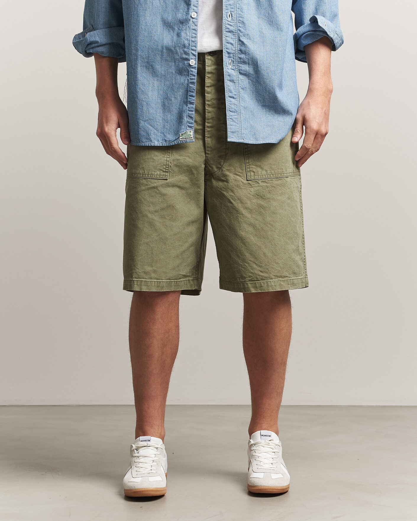 Mies | Shortsit | orSlow | Summer Fatigue Shorts Washed Army Green