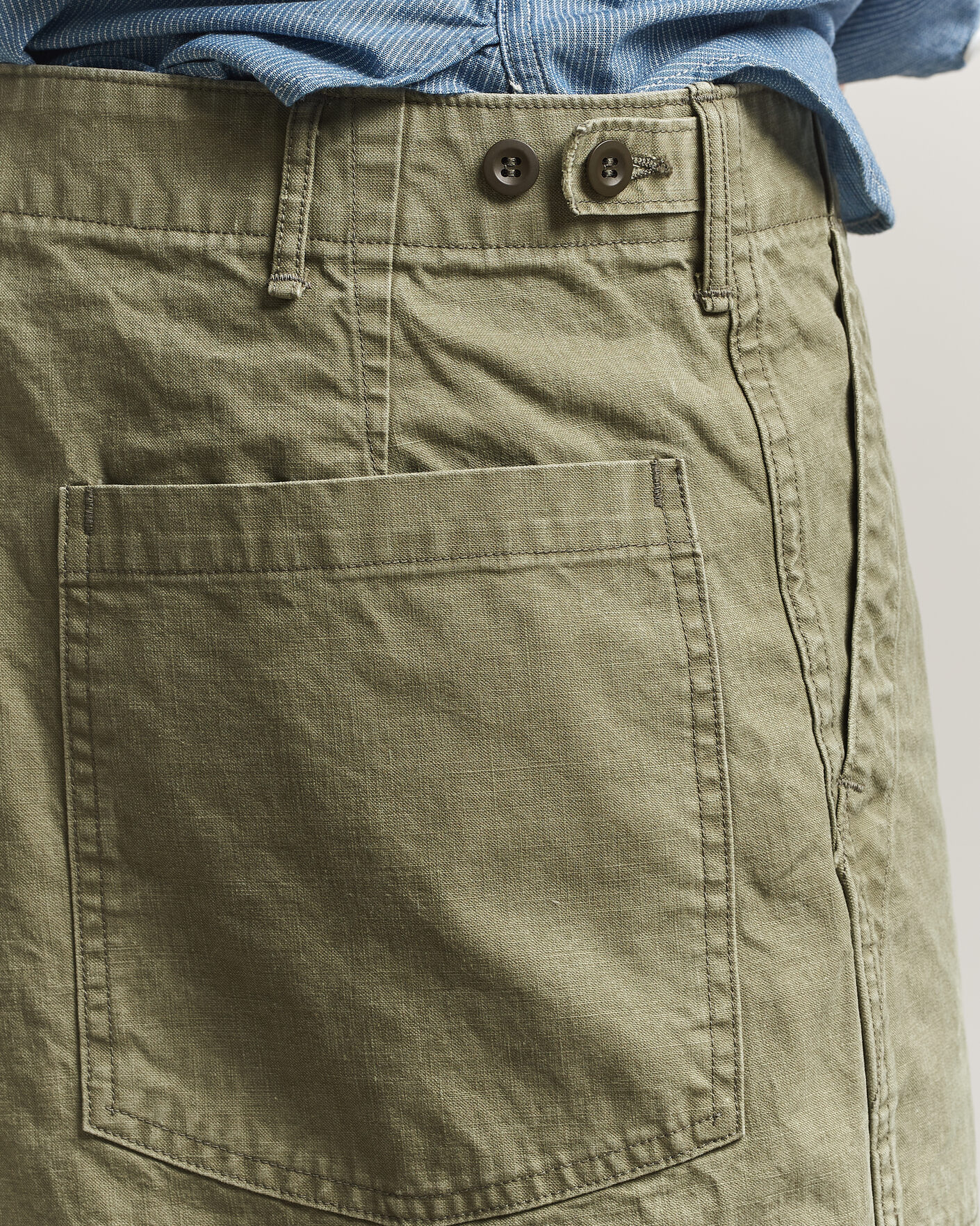 Mies | Shortsit | orSlow | Summer Fatigue Shorts Washed Army Green