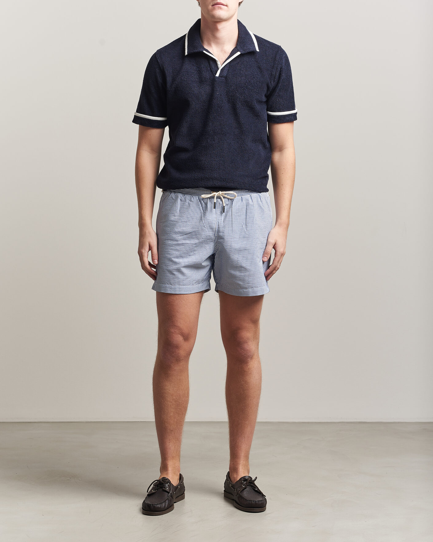 Mies | Uimahousut | Orlebar Brown | Boxer Seersucker Drawstring Swim Shorts Nova Blue