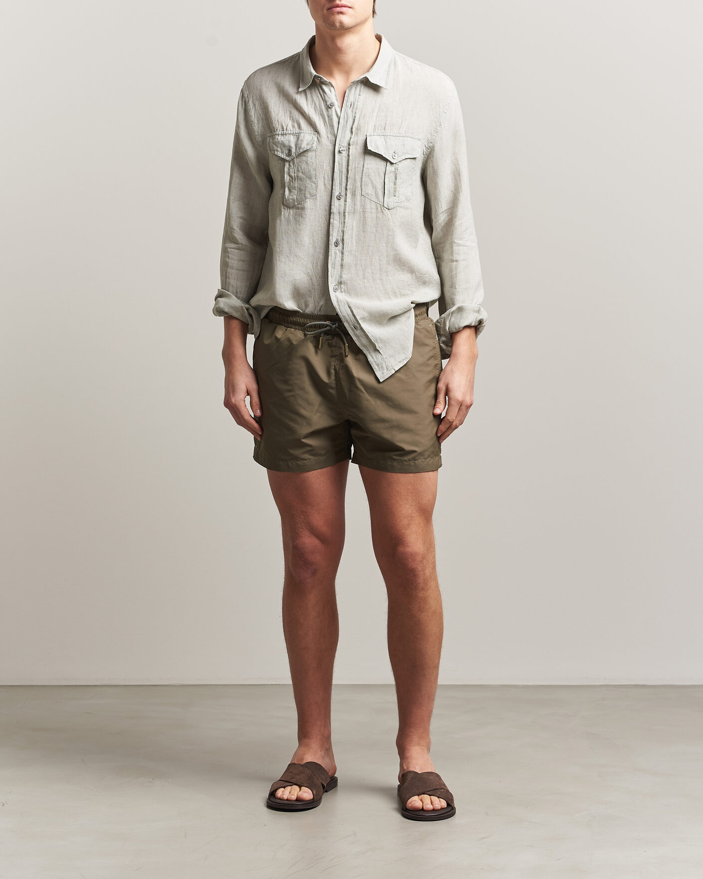 Mies | Kauluspaidat | Orlebar Brown | Coleburn Linen Shirt Cliff Grey