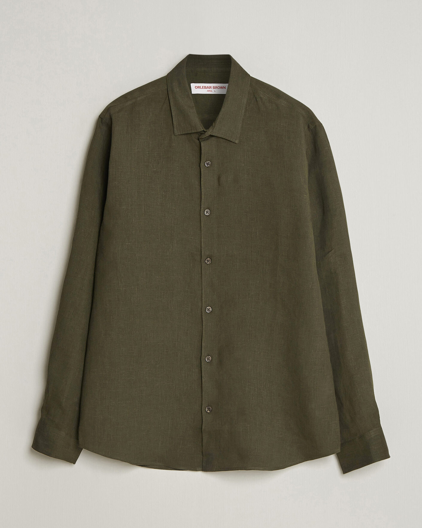 Mies | Kauluspaidat | Orlebar Brown | Giles Linen Stiched Shirt Bayleaf Green
