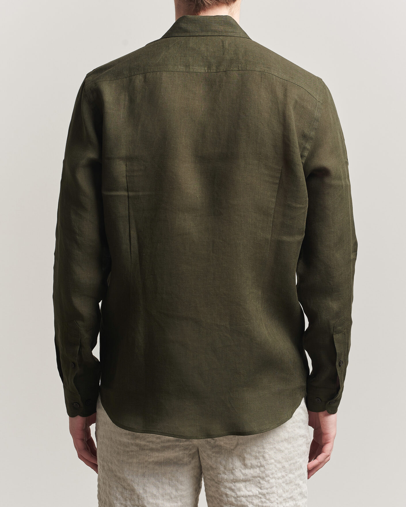Mies | Kauluspaidat | Orlebar Brown | Giles Linen Stiched Shirt Bayleaf Green