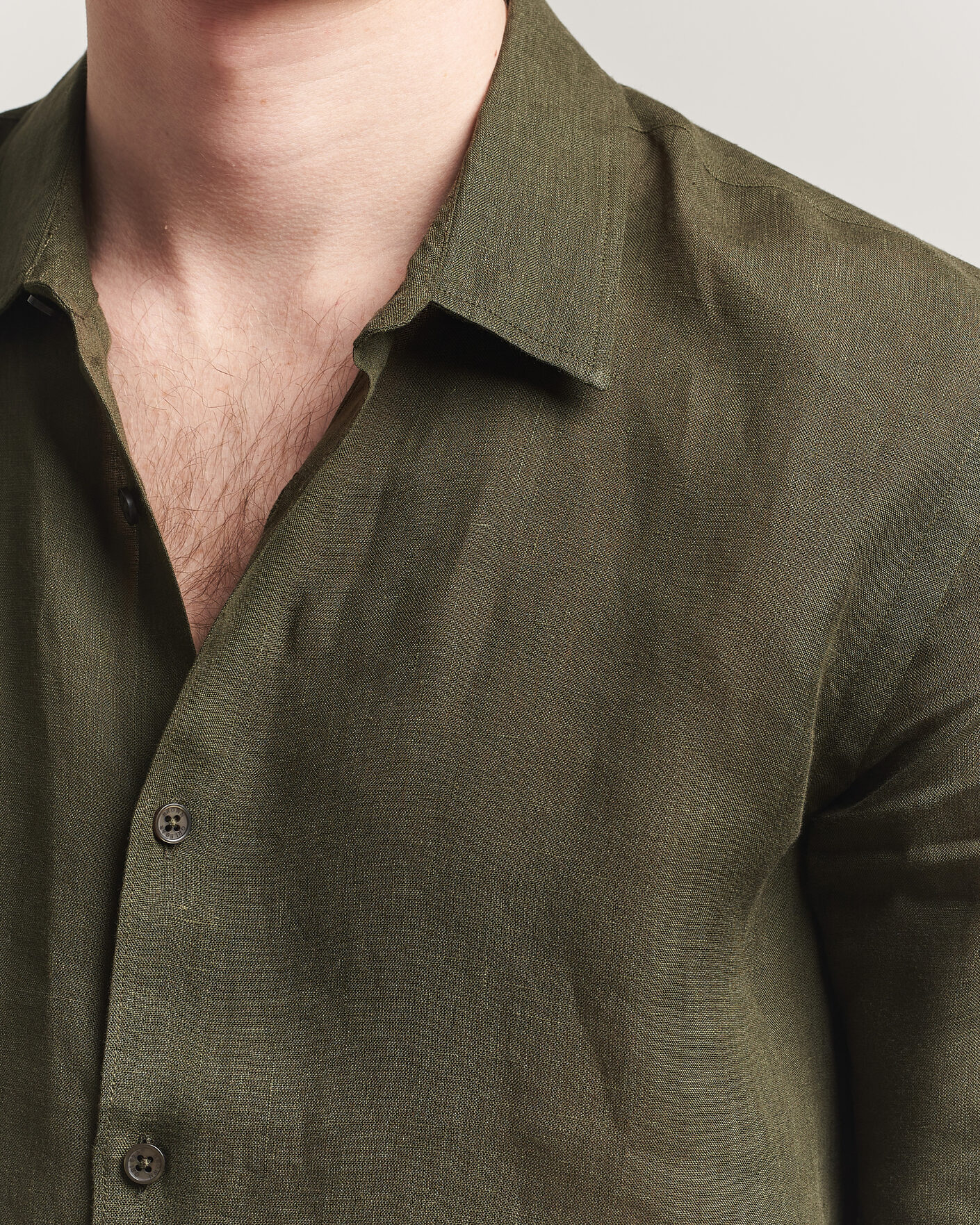 Mies | Kauluspaidat | Orlebar Brown | Giles Linen Stiched Shirt Bayleaf Green