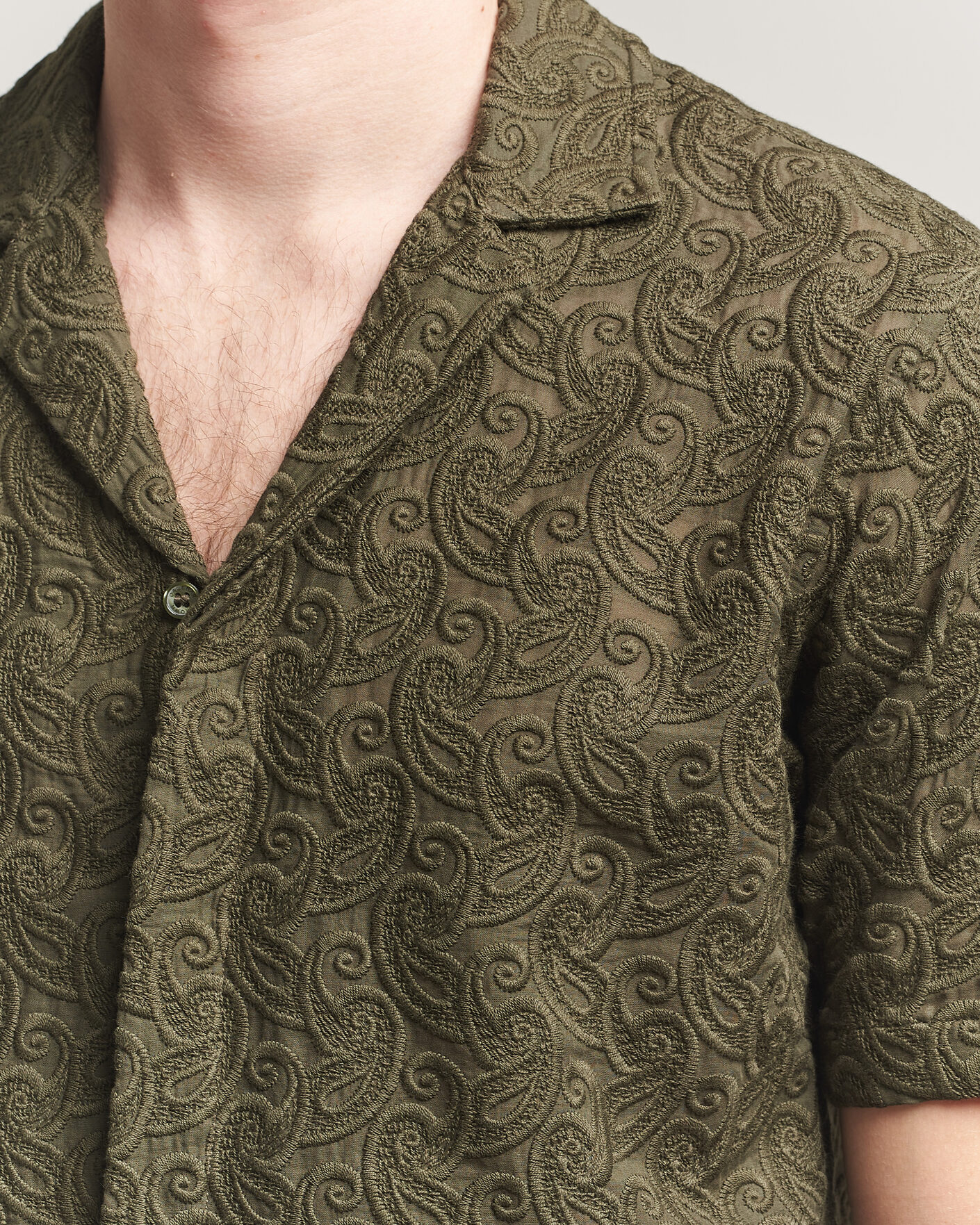 Mies | Kauluspaidat | Orlebar Brown | Maitan Brodery Shirt Bayleaf Green