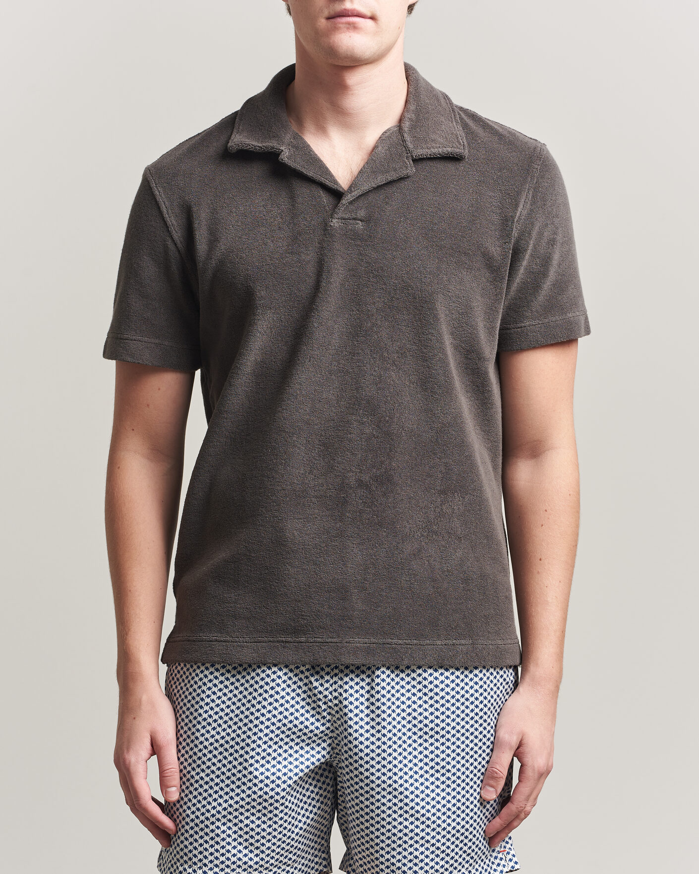 Mies | Pikeet | Orlebar Brown | Terry Resort Polo Elephant Grey