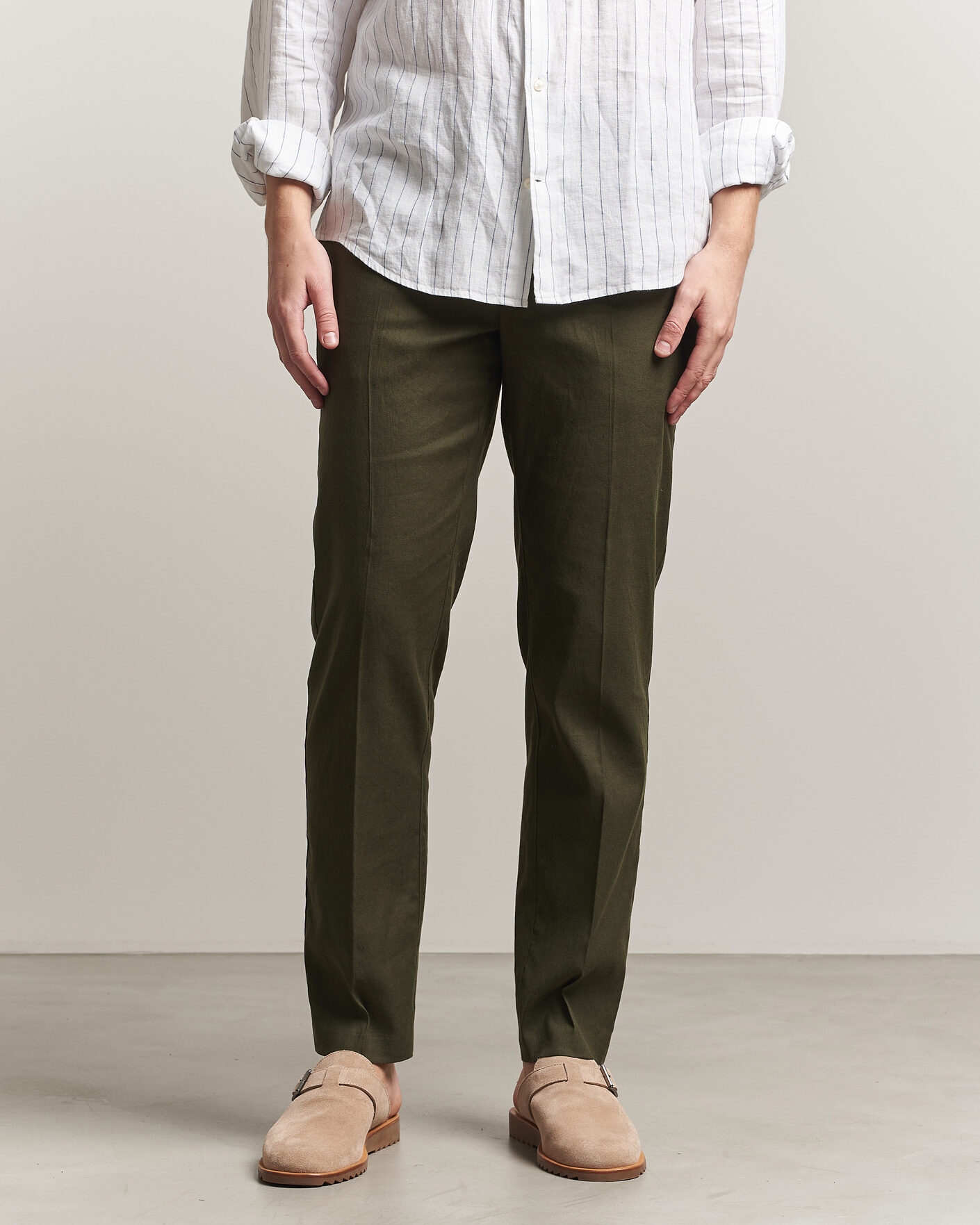 Mies | Housut | Orlebar Brown | Ray Linen Pants Bayleaf Green