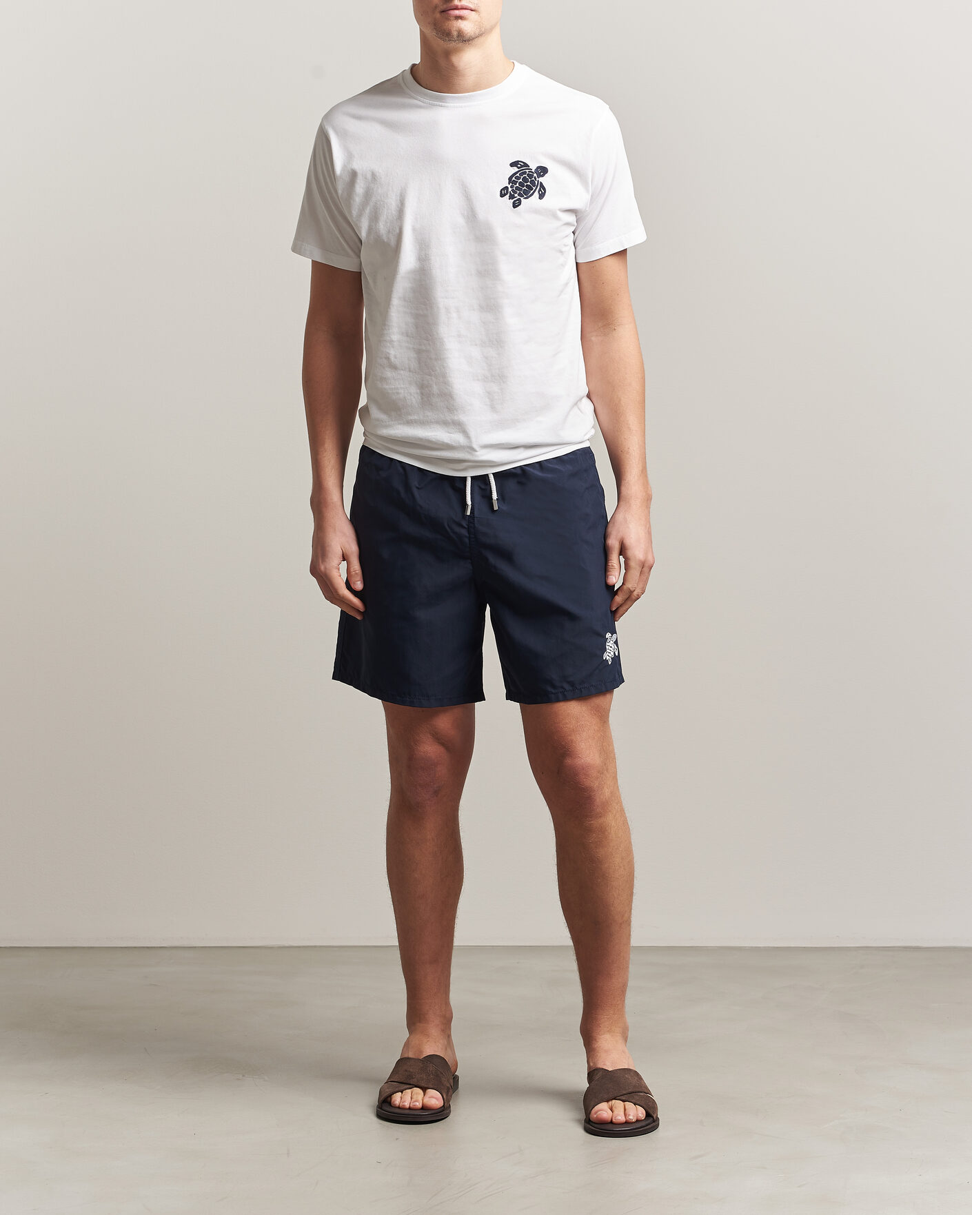 Mies | T-paidat | Vilebrequin | Embroidered Crew Neck T-Shirt Blanc