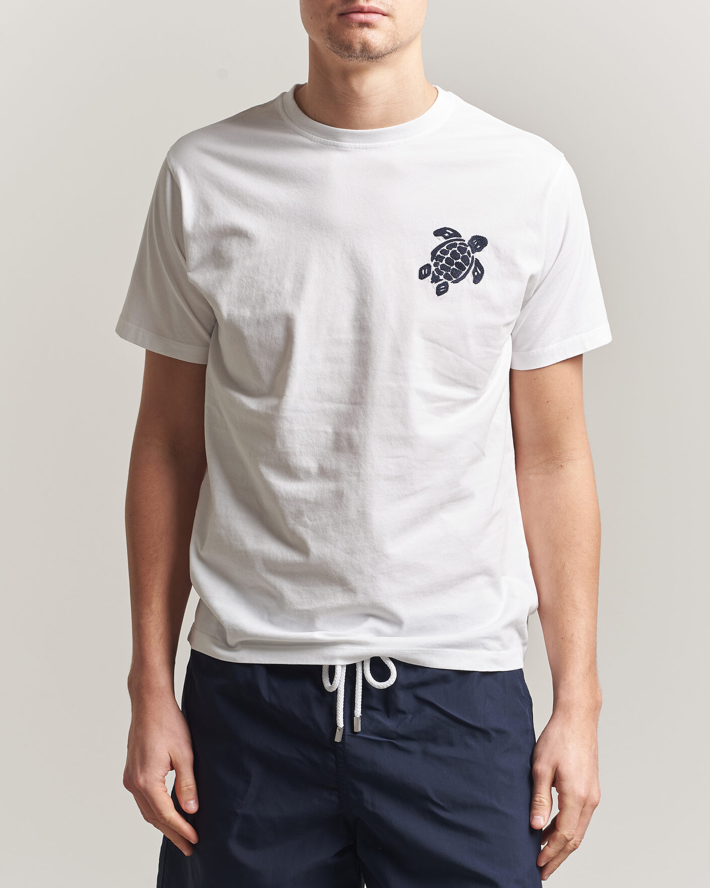 Mies | T-paidat | Vilebrequin | Embroidered Crew Neck T-Shirt Blanc
