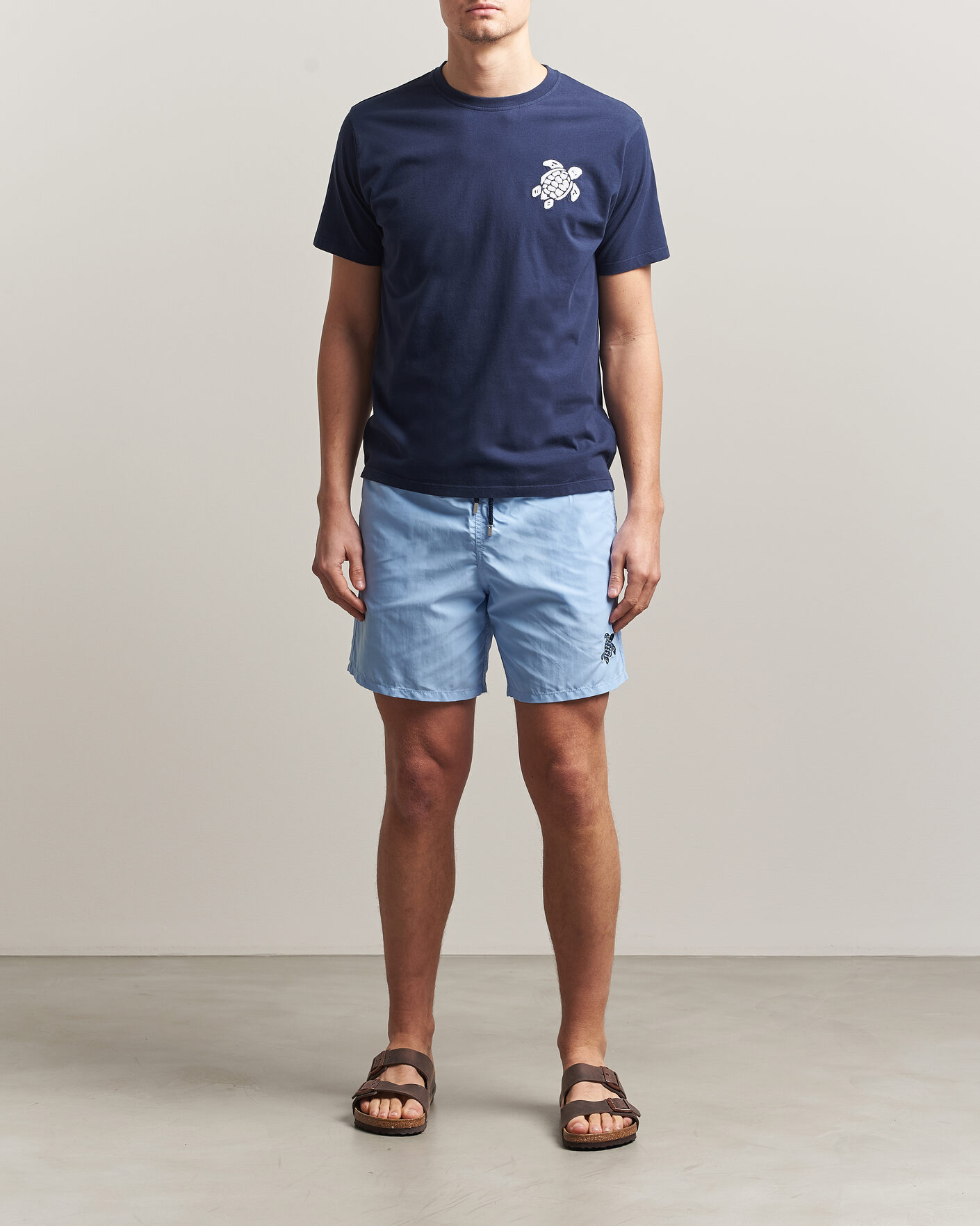Mies | T-paidat | Vilebrequin | Embroidered Crew Neck T-Shirt Bleu Marine