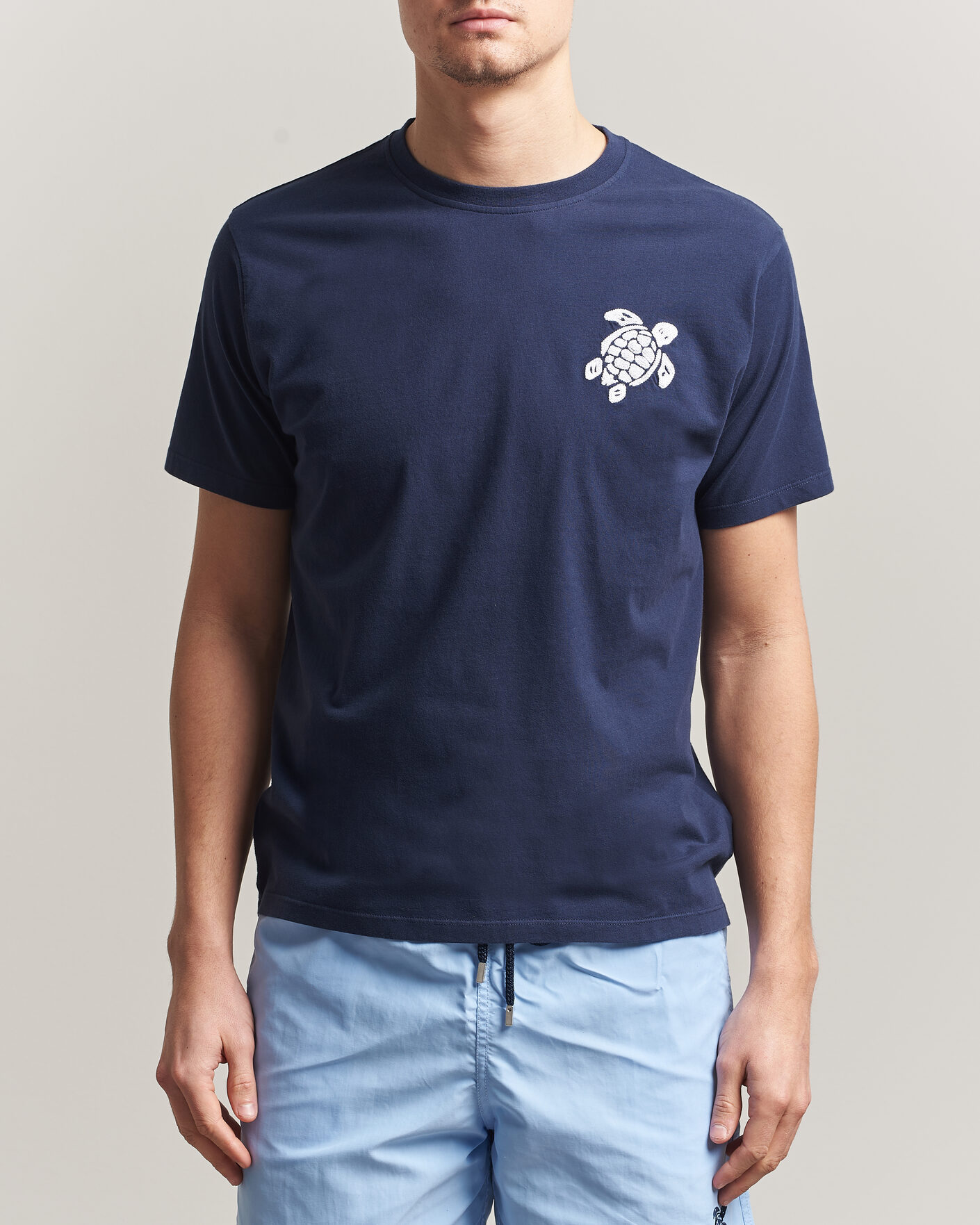 Mies | T-paidat | Vilebrequin | Embroidered Crew Neck T-Shirt Bleu Marine