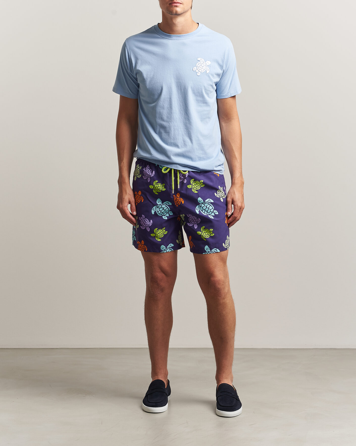 Mies | T-paidat | Vilebrequin | Printed Crew Neck T-Shirt Cloudy Blue