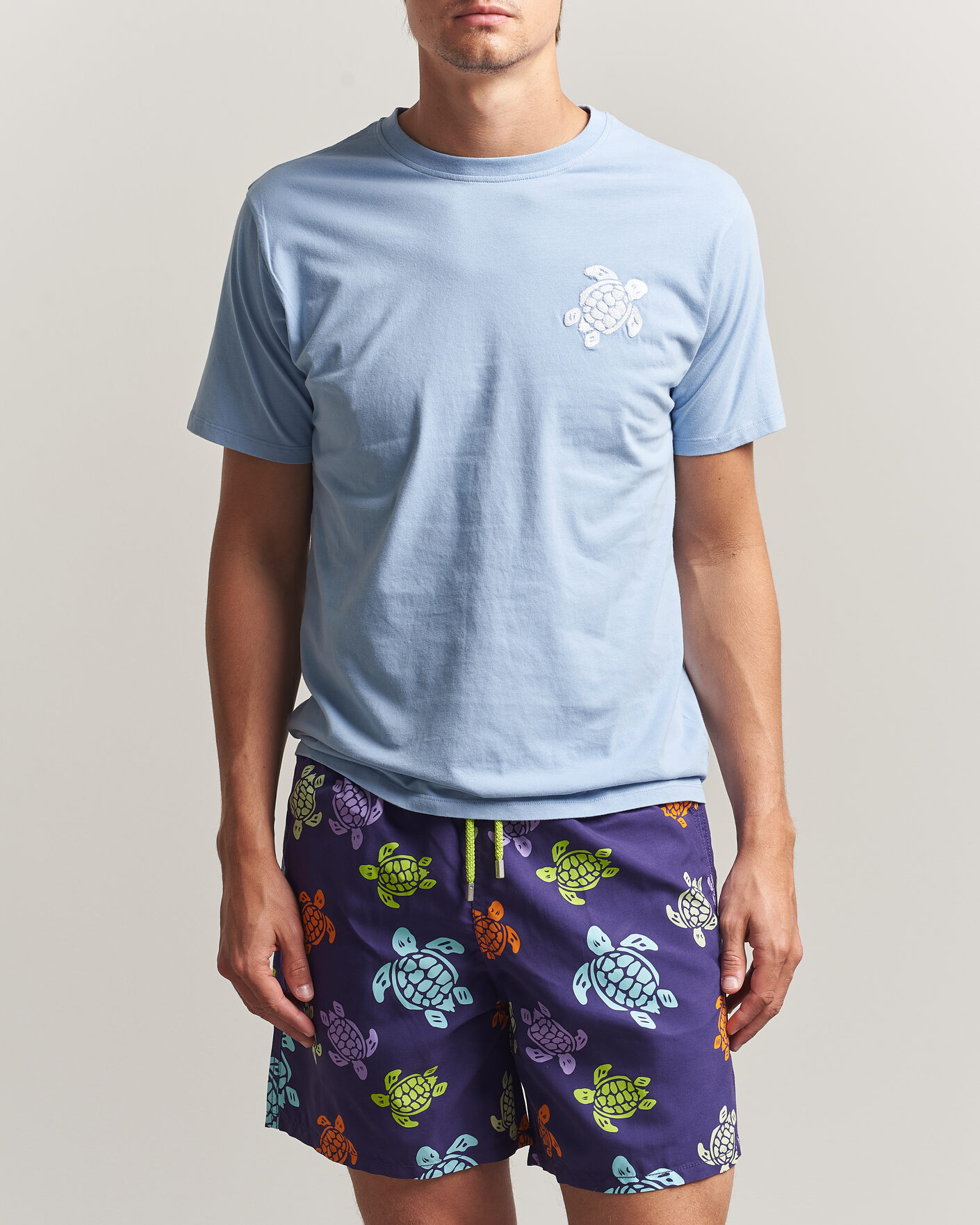 Mies | T-paidat | Vilebrequin | Printed Crew Neck T-Shirt Cloudy Blue