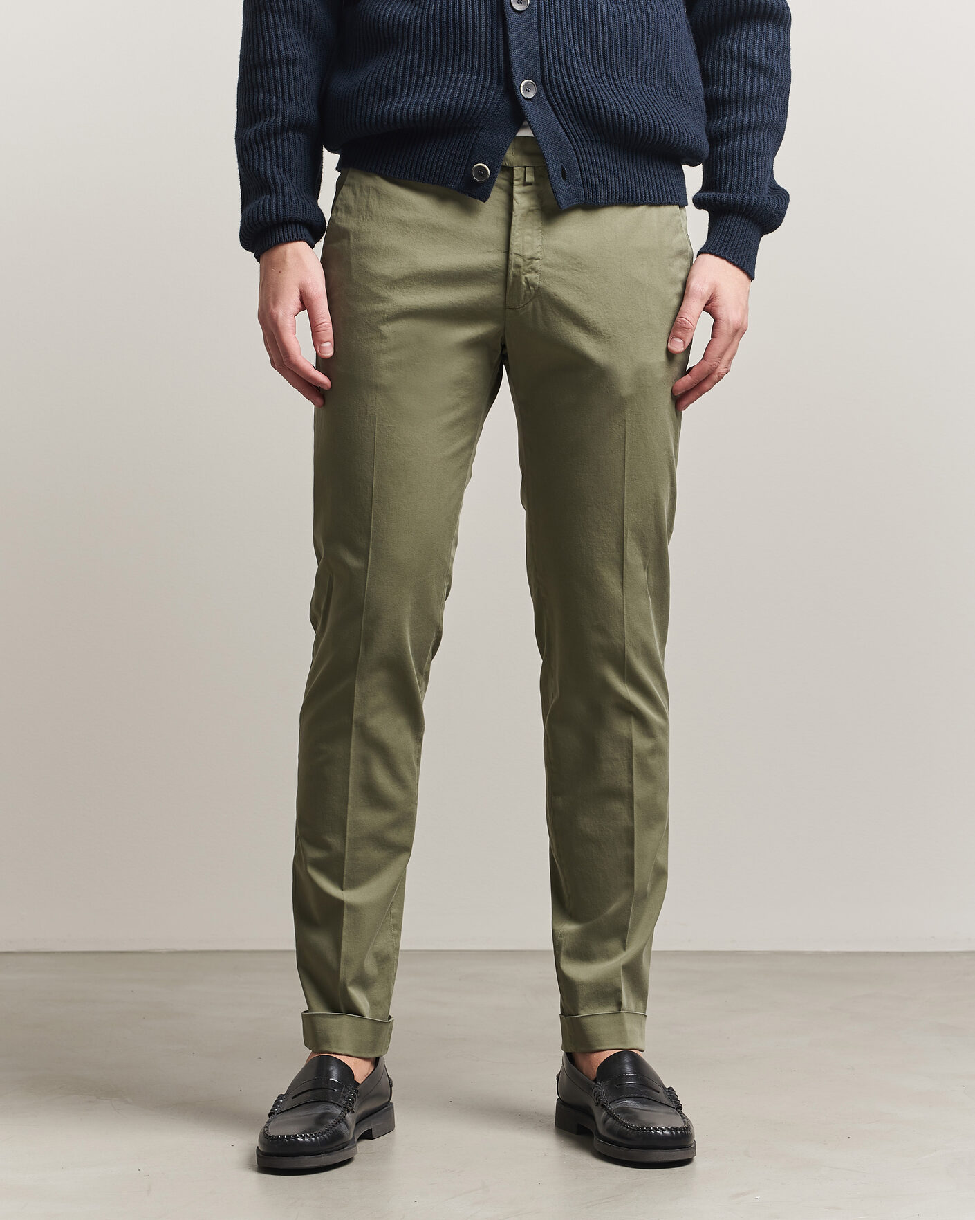 Mies | Housut | Briglia 1949 | Slim Fit Cotton Chinos Olive